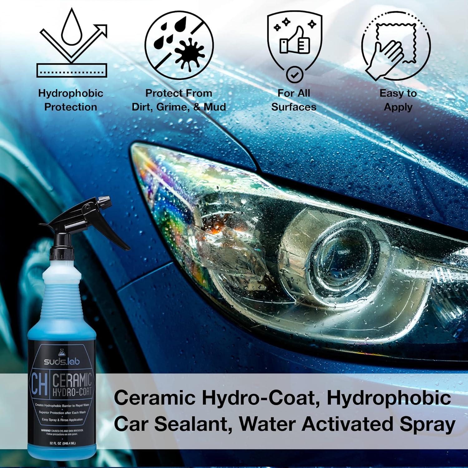 image:imageSuds Lab CH Ceramic HydroCoat Hydrophobic Car Sealant Water Activated Spray Easy To Use Water and Dirt Repelling Finish Treatment For All Vehicles High Gloss Spot Free Shine 32 oz32 Ounce Pack of 1