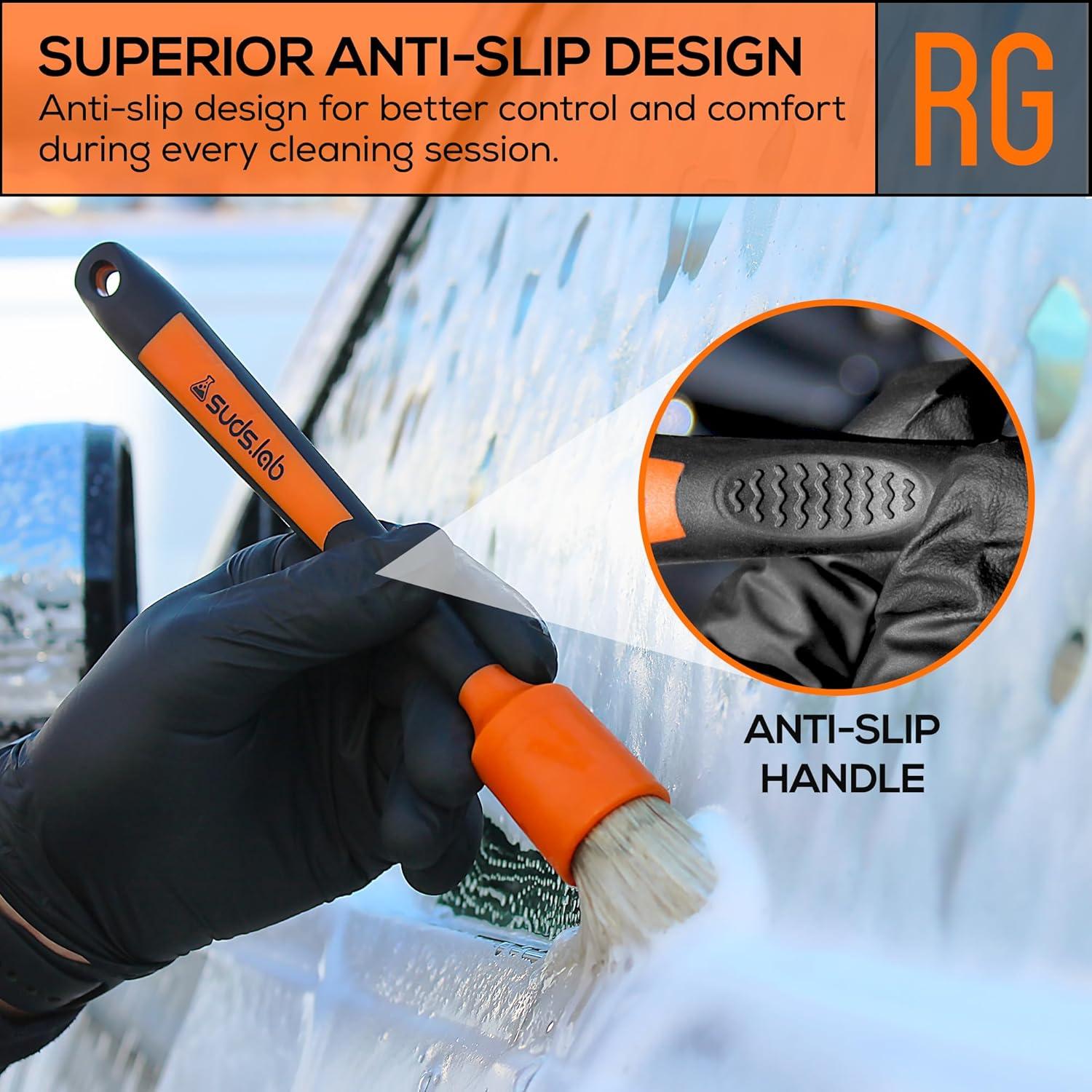 image:imageSuds Lab Detailing Brush with Rubberized Bristles Car Detailing Wheel Brush Rim Cleaner 2 Pack