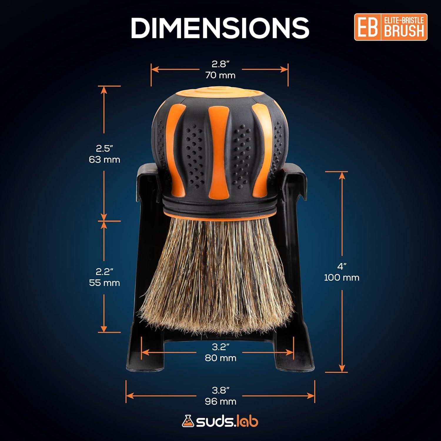 image:imageSuds Lab EliteBristle Boars Hair Car Detailing Brush Deep Cleaning Car Detail Brush with Stand MetalFree High Absorbency Detailing Tool for ScratchFree Interior amp ExteriorBoar Hair
