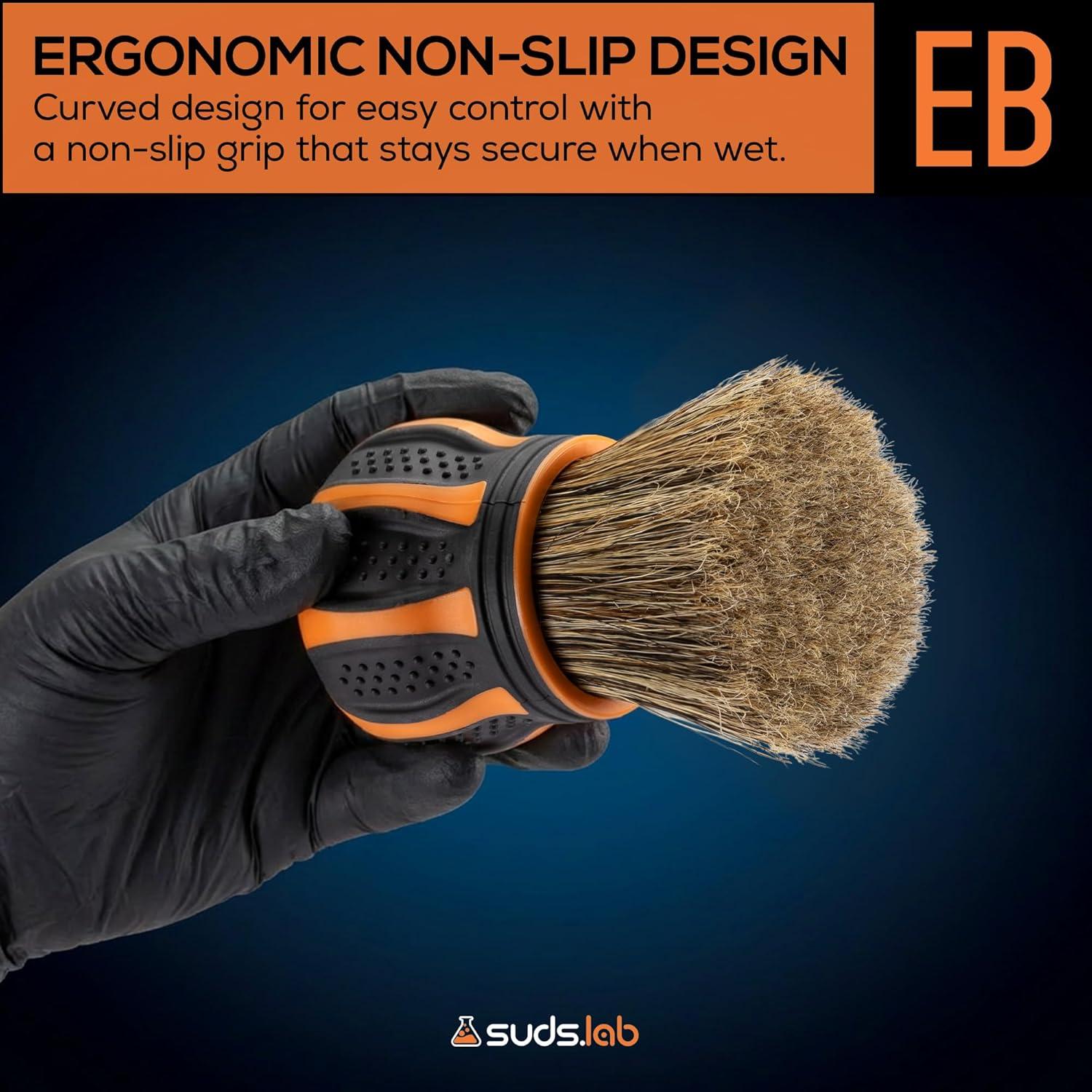 image:imageSuds Lab EliteBristle Boars Hair Car Detailing Brush Deep Cleaning Car Detail Brush with Stand MetalFree High Absorbency Detailing Tool for ScratchFree Interior amp ExteriorBoar Hair