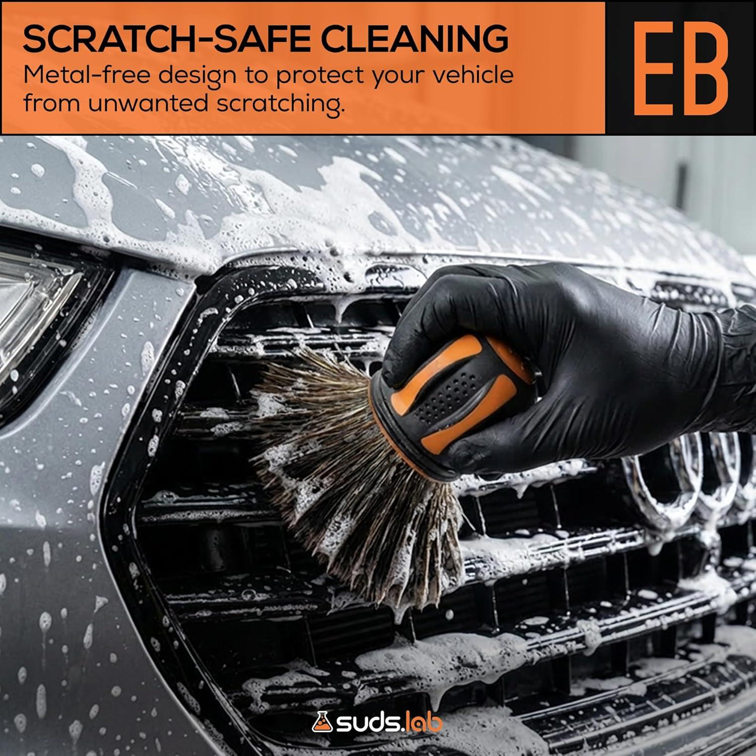 image:imageSuds Lab EliteBristle Boars Hair Car Detailing Brush Deep Cleaning Car Detail Brush with Stand MetalFree High Absorbency Detailing Tool for ScratchFree Interior amp ExteriorBoar Hair