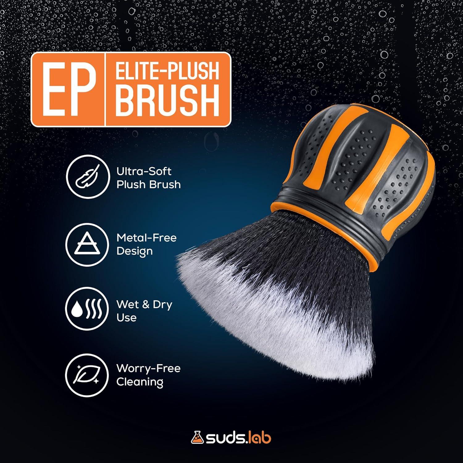 image:imageSuds Lab EliteBristle Boars Hair Car Detailing Brush Deep Cleaning Car Detail Brush with Stand MetalFree High Absorbency Detailing Tool for ScratchFree Interior amp ExteriorSynthetic Hair