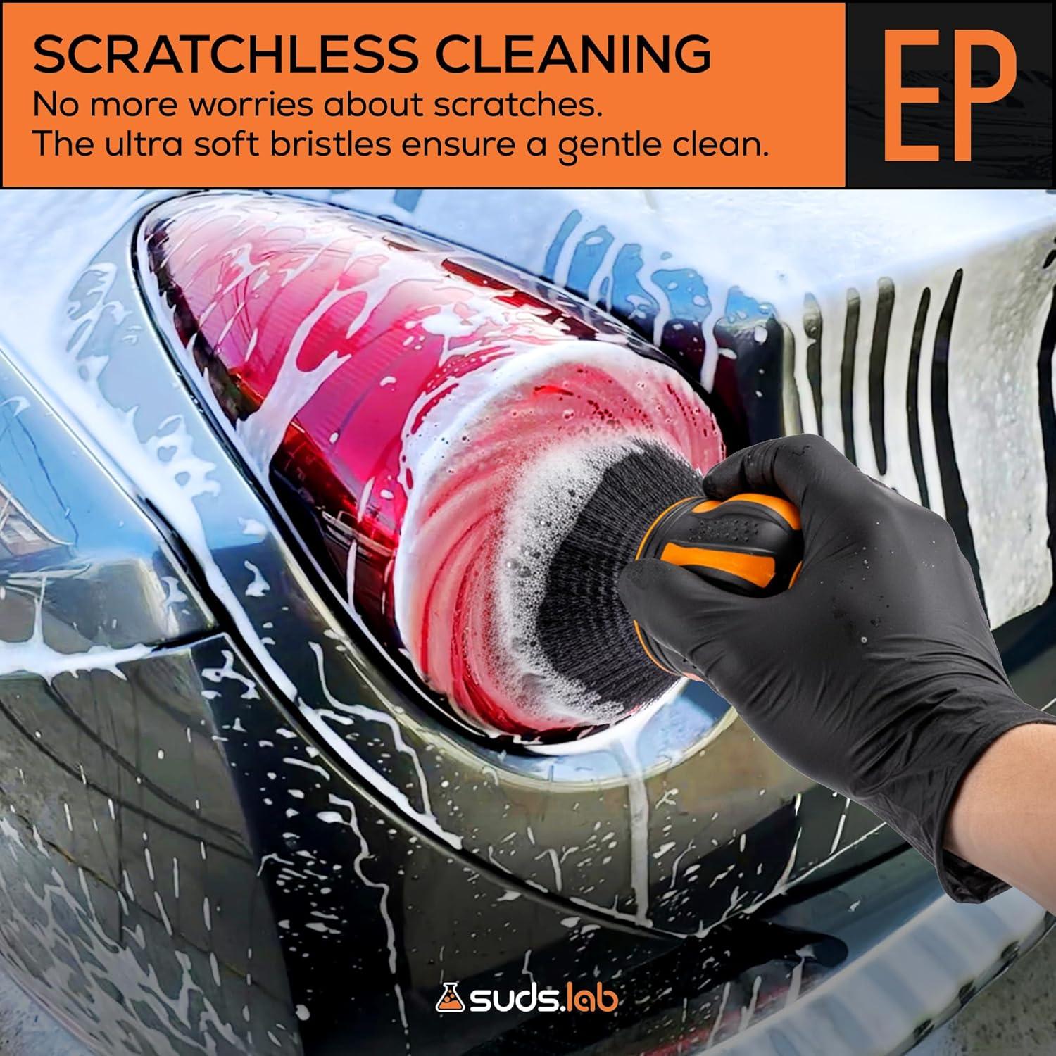 image:imageSuds Lab EliteBristle Boars Hair Car Detailing Brush Deep Cleaning Car Detail Brush with Stand MetalFree High Absorbency Detailing Tool for ScratchFree Interior amp ExteriorSynthetic Hair