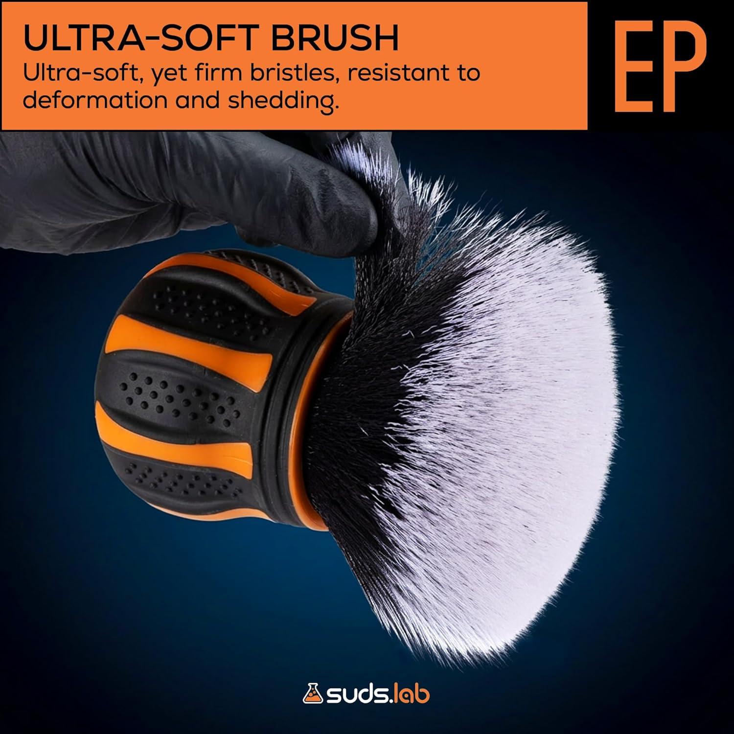 image:imageSuds Lab EliteBristle Boars Hair Car Detailing Brush Deep Cleaning Car Detail Brush with Stand MetalFree High Absorbency Detailing Tool for ScratchFree Interior amp ExteriorSynthetic Hair