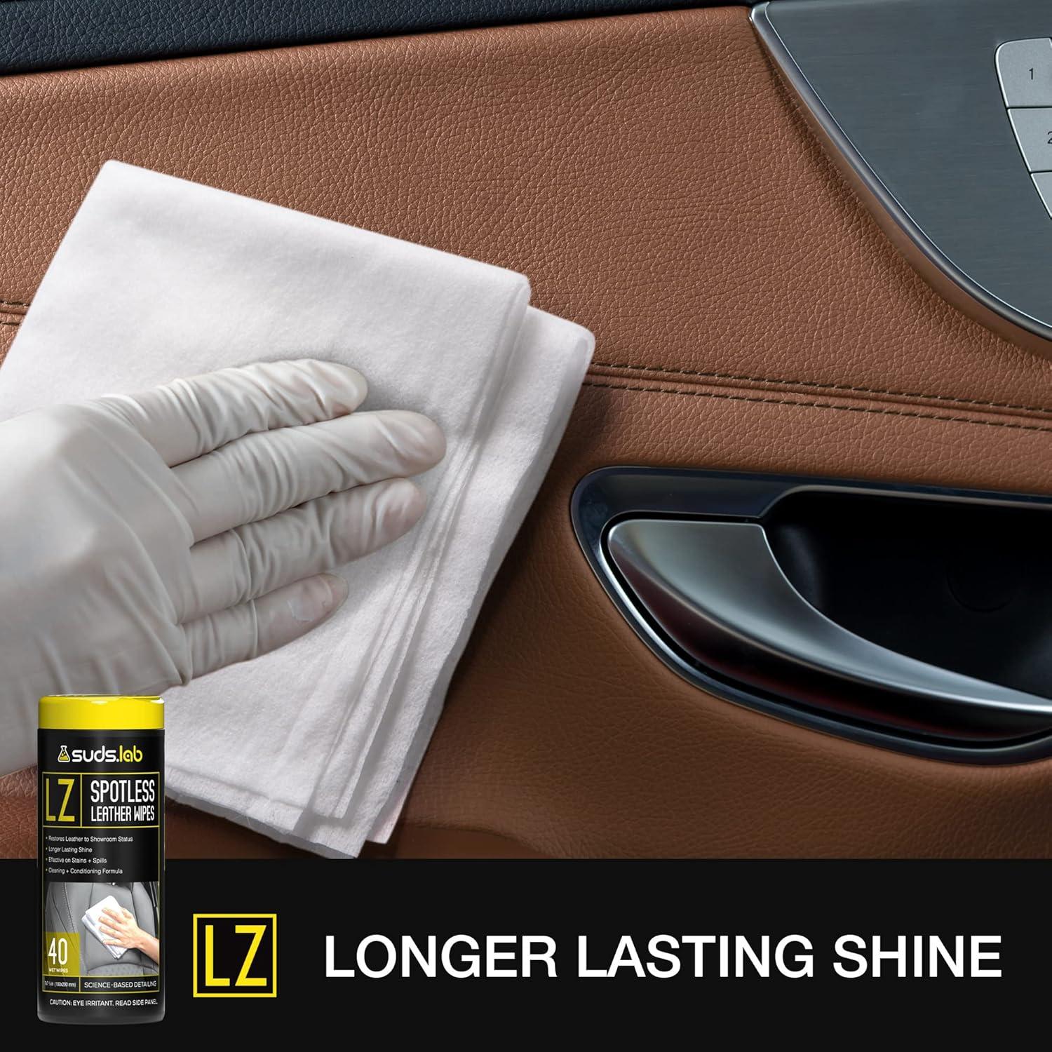 image:imageSuds Lab LZ SpotLess Leather Wipes Clean Condition Protect and Prevent Cracking or Fading of Leather Furniture Car Seats Shoes 40 count