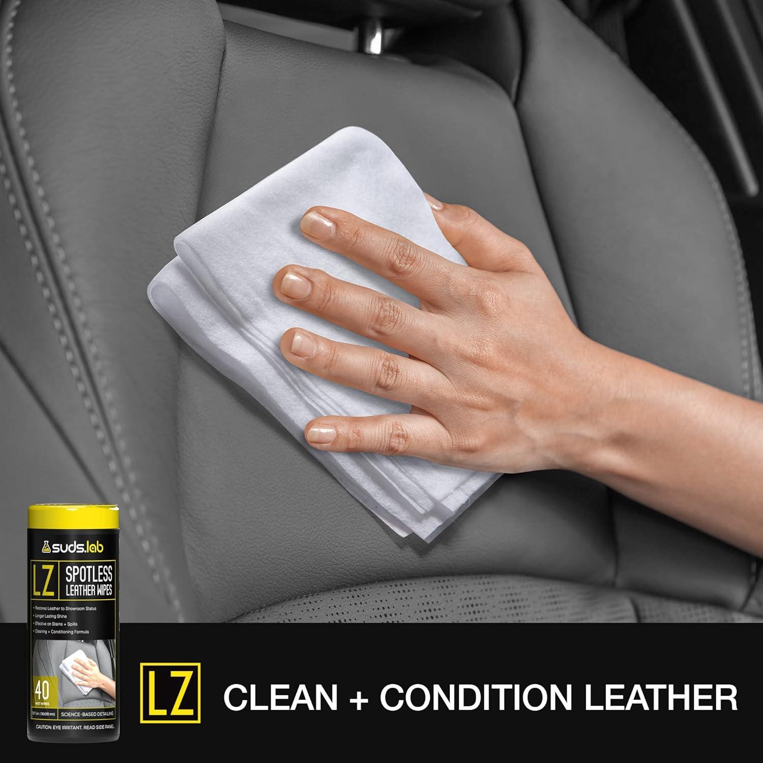 image:imageSuds Lab LZ SpotLess Leather Wipes Clean Condition Protect and Prevent Cracking or Fading of Leather Furniture Car Seats Shoes 40 count