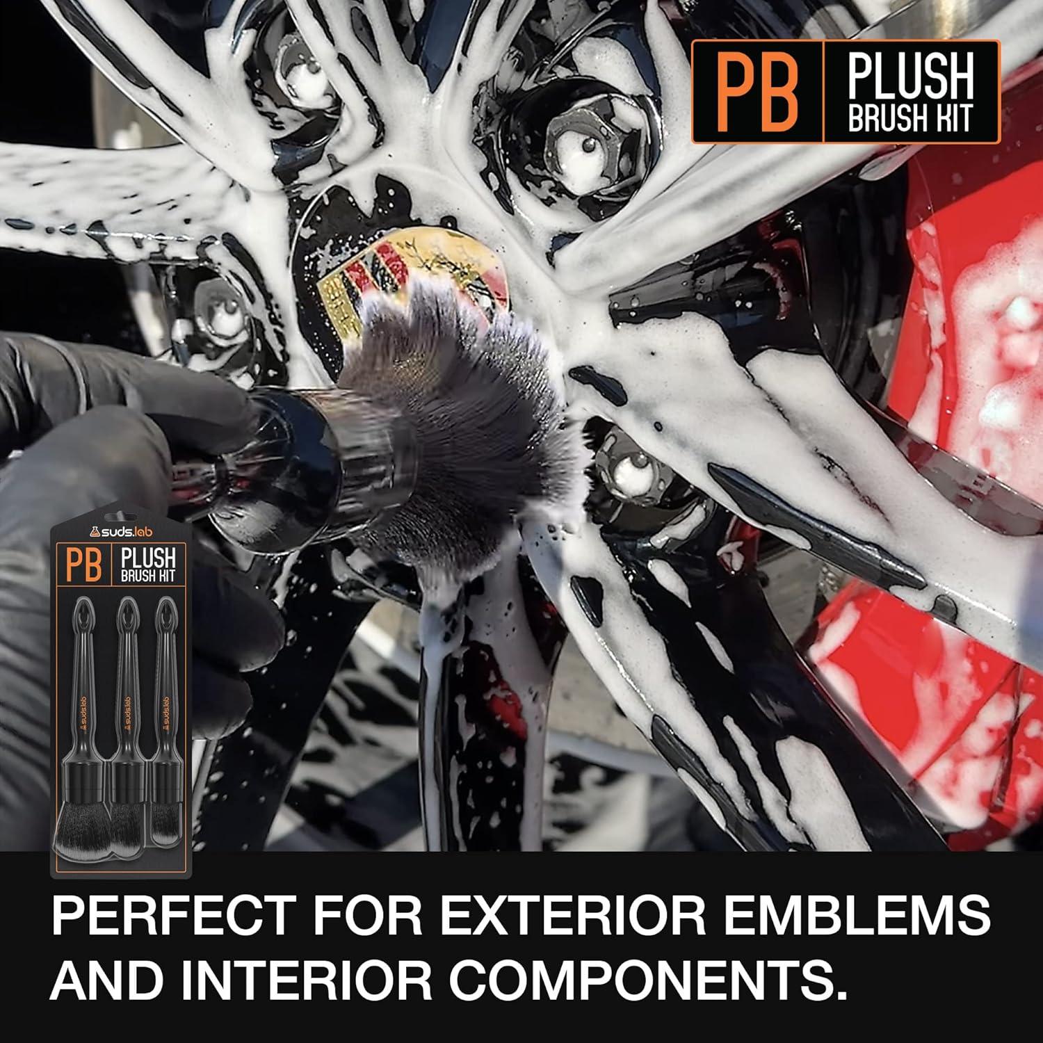image:imageSuds Lab PB Plush Brush Kit 3 Pack UltraSoft Synthetic Bristle Brushes Scratch Free Design Fine Detailing Brushes for Personal and Professional Use