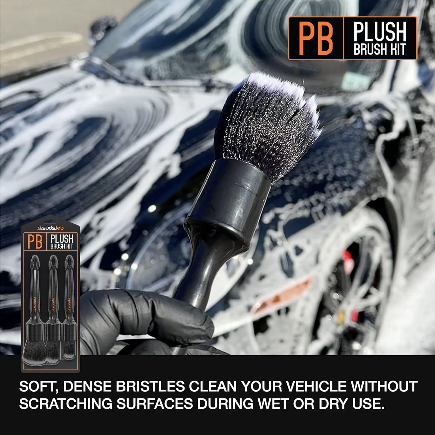 image:imageSuds Lab PB Plush Brush Kit 3 Pack UltraSoft Synthetic Bristle Brushes Scratch Free Design Fine Detailing Brushes for Personal and Professional Use