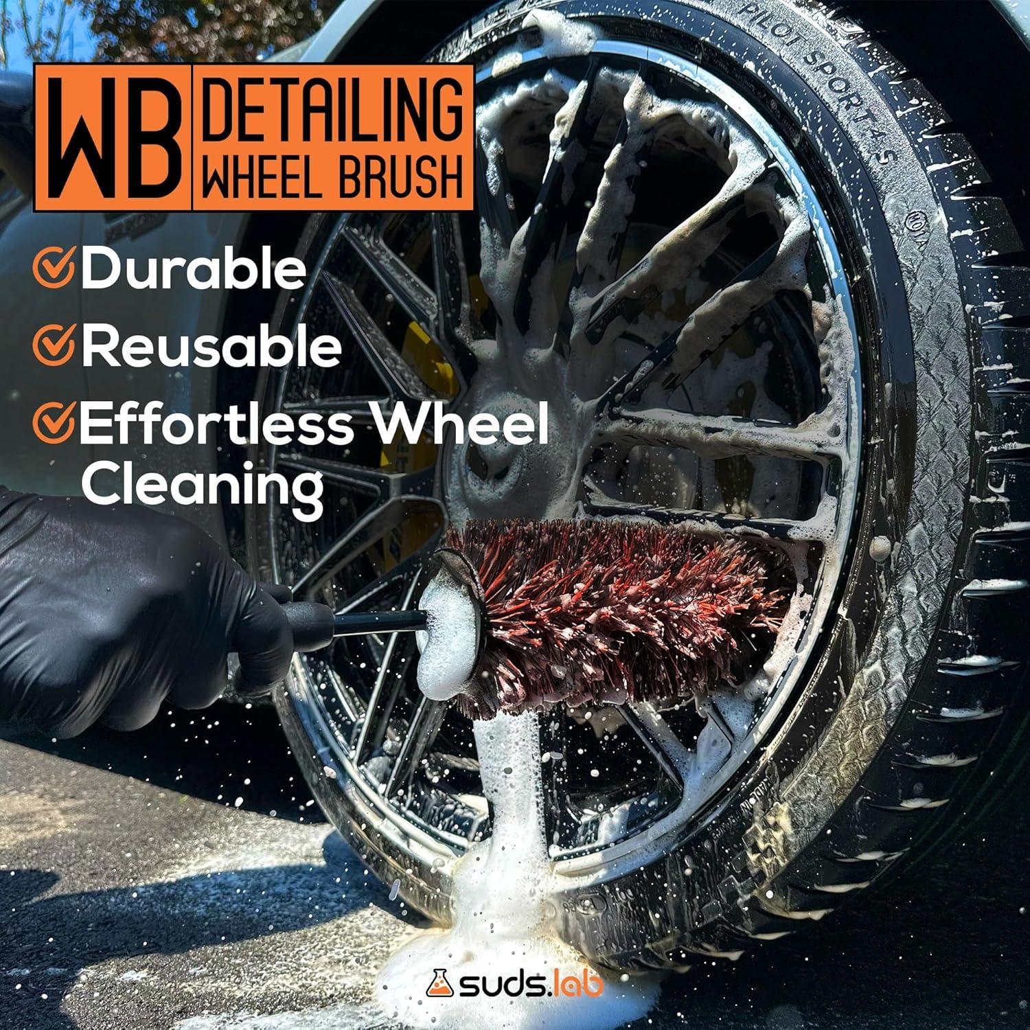 image:imageSuds Lab WB Premium Detailing Wheel Brush for All Vehicle Types 177 UltraSoft and ScratchFree Reusable Rim Wheel and Tire Brush for Deep Cleaning