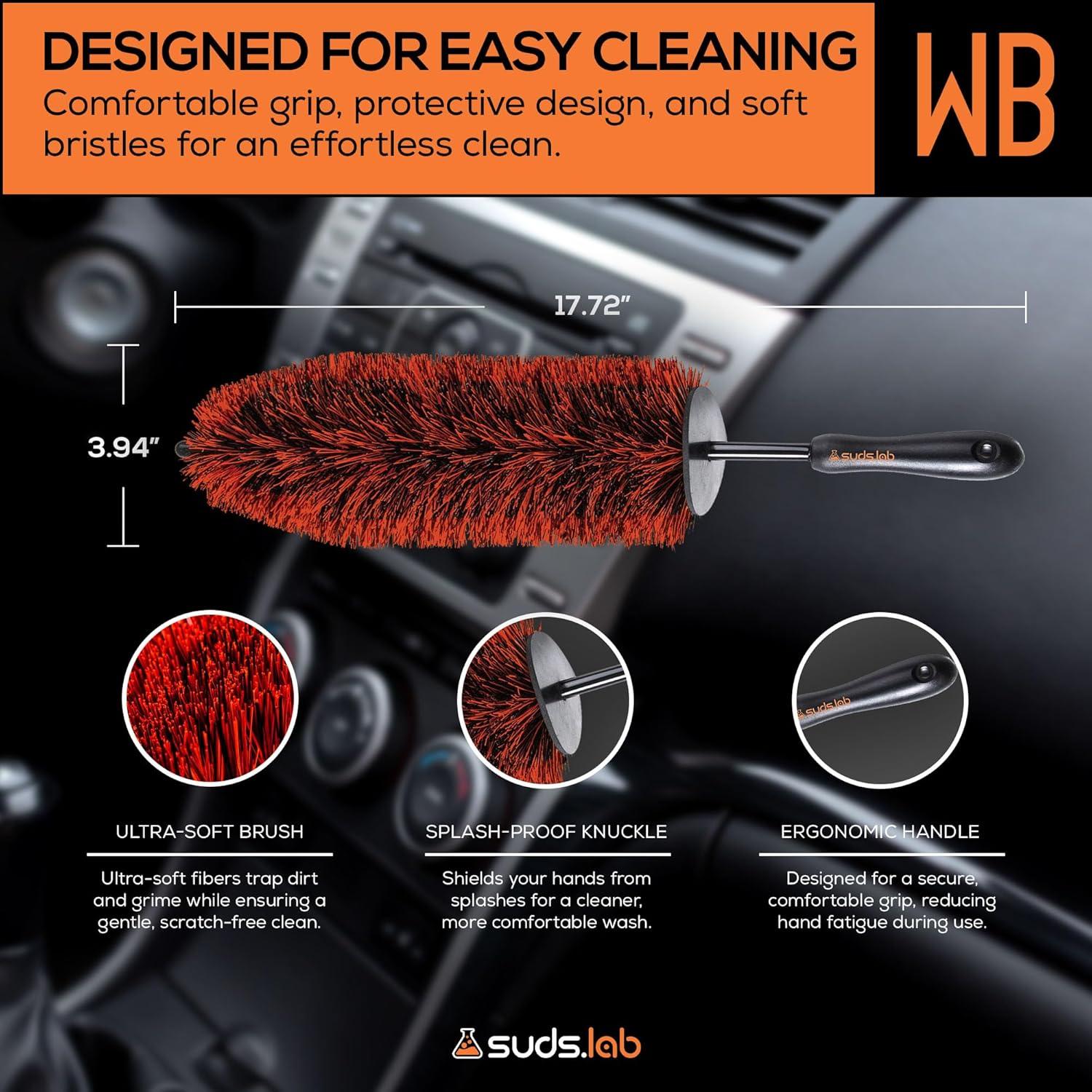 image:imageSuds Lab WB Premium Detailing Wheel Brush for All Vehicle Types 177 UltraSoft and ScratchFree Reusable Rim Wheel and Tire Brush for Deep Cleaning