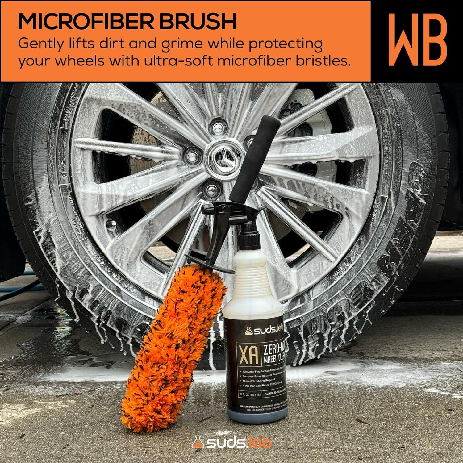 image:imageSuds Lab WB Premium Microfiber Cleaning Wheel Brush for All Vehicle Types 181 UltraSoft amp ScratchFree Reusable Rim Wheel and Tire Brush with Ergonomic Handle