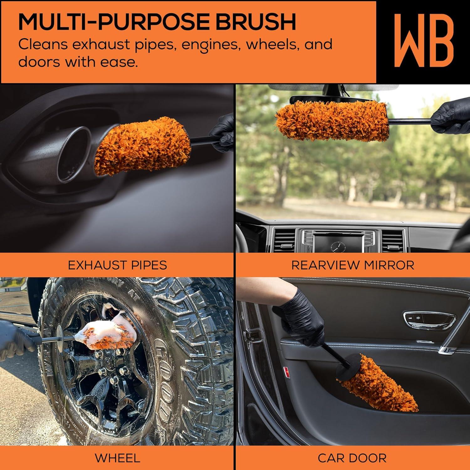 image:imageSuds Lab WB Premium Microfiber Cleaning Wheel Brush for All Vehicle Types 181 UltraSoft amp ScratchFree Reusable Rim Wheel and Tire Brush with Ergonomic Handle