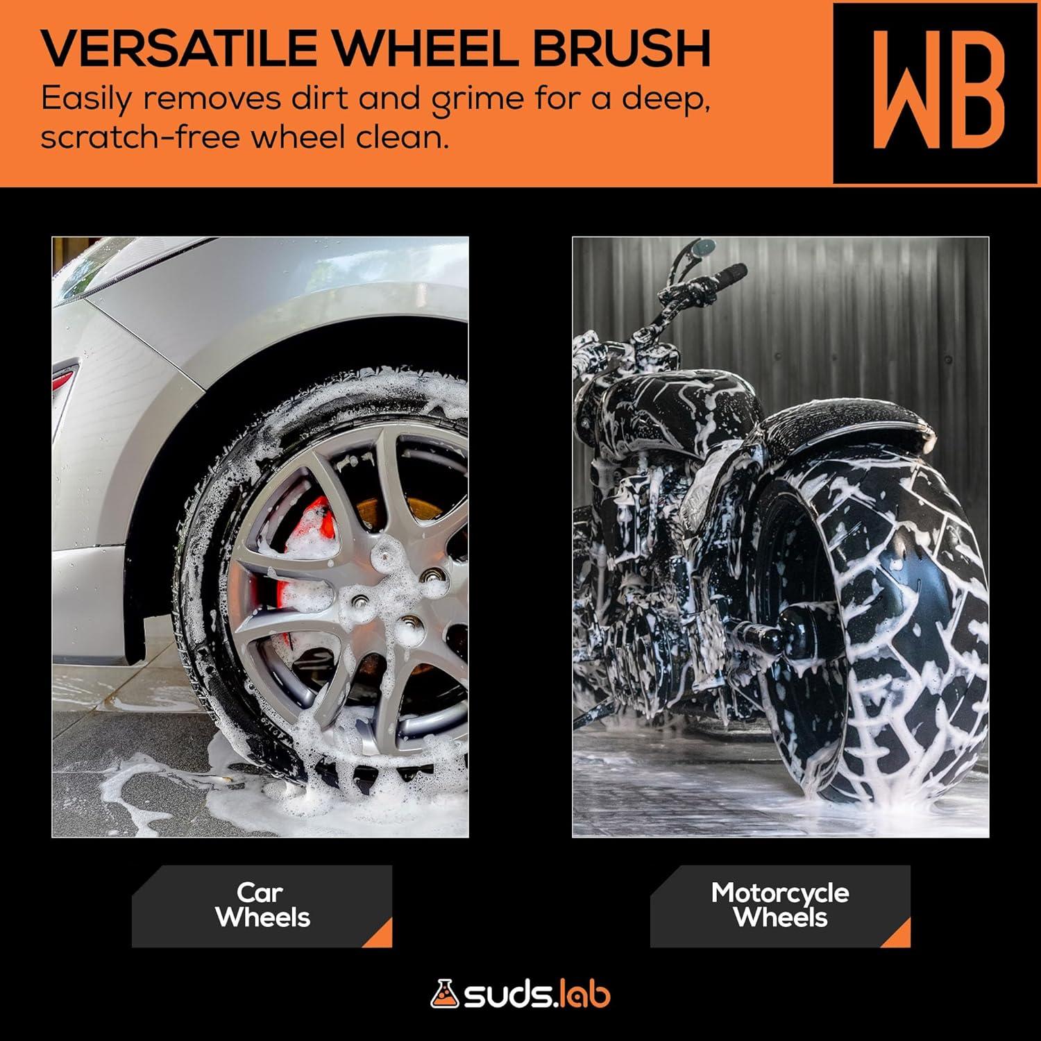 image:imageSuds Lab WB Premium Microfiber Cleaning Wheel Brush for All Vehicle Types 181 UltraSoft amp ScratchFree Reusable Rim Wheel and Tire Brush with Ergonomic Handle