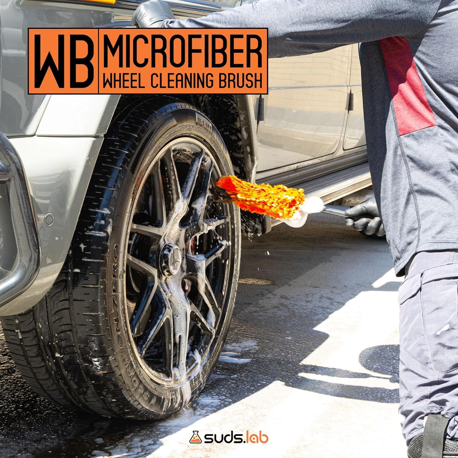 image:imageSuds Lab WB Premium Microfiber Cleaning Wheel Brush for All Vehicle Types 181 UltraSoft amp ScratchFree Reusable Rim Wheel and Tire Brush with Ergonomic Handle