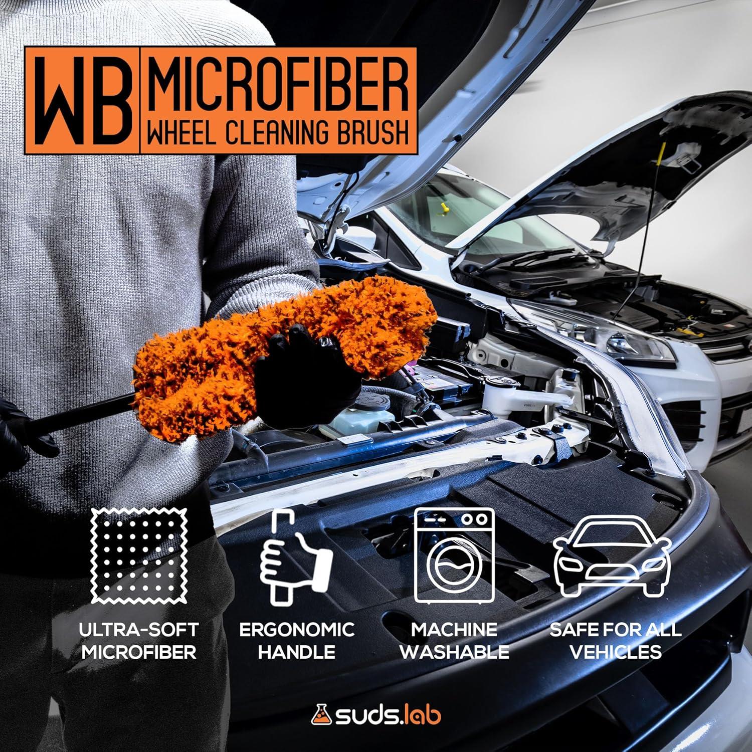 image:imageSuds Lab WB Premium Microfiber Cleaning Wheel Brush for All Vehicle Types 181 UltraSoft amp ScratchFree Reusable Rim Wheel and Tire Brush with Ergonomic Handle