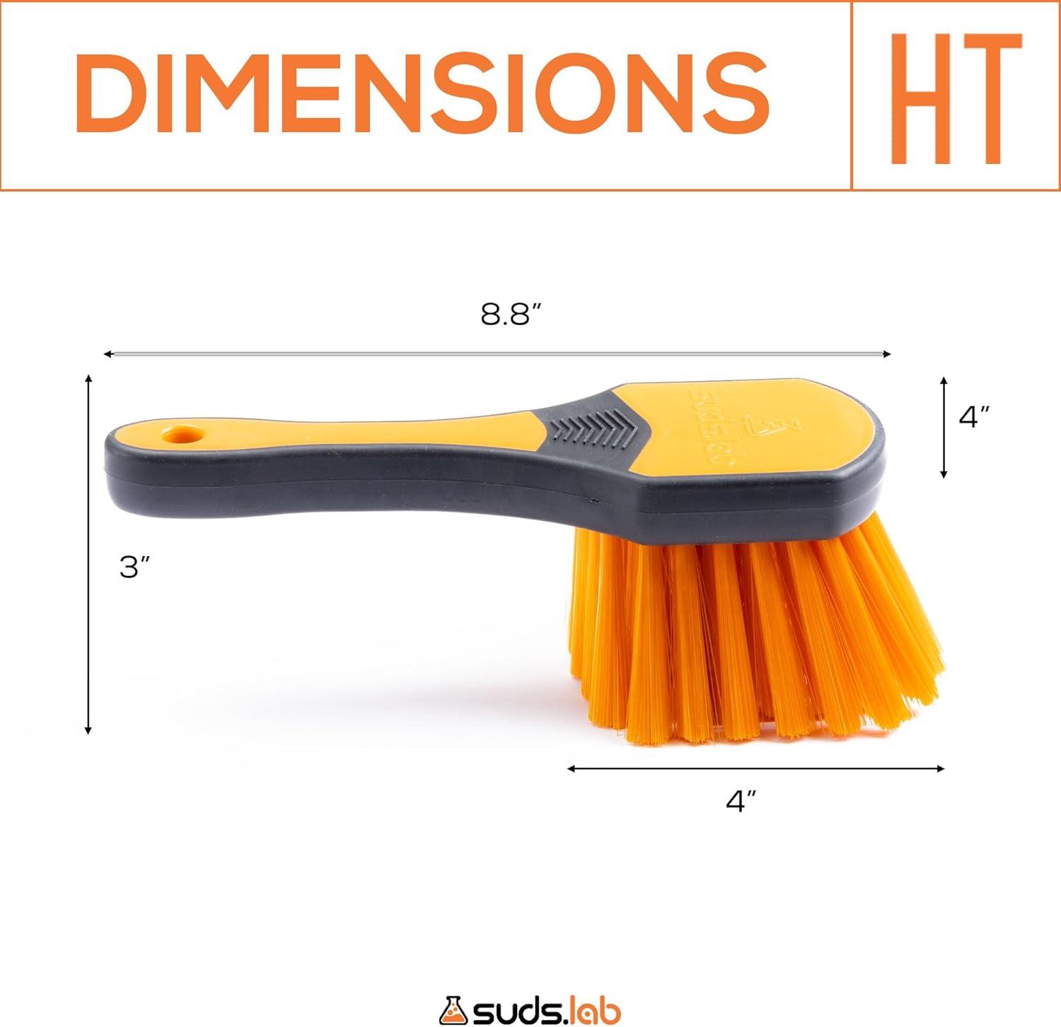 image:imageSudsLab HT Wheel and Tire Brush Rim Cleaner Wheel Brush for Cleaning Car Truck Auto Motorcycle Detailing Tools Curved Shape Black 85 Inch x 3 Inch x 3 InchRubberized Handle