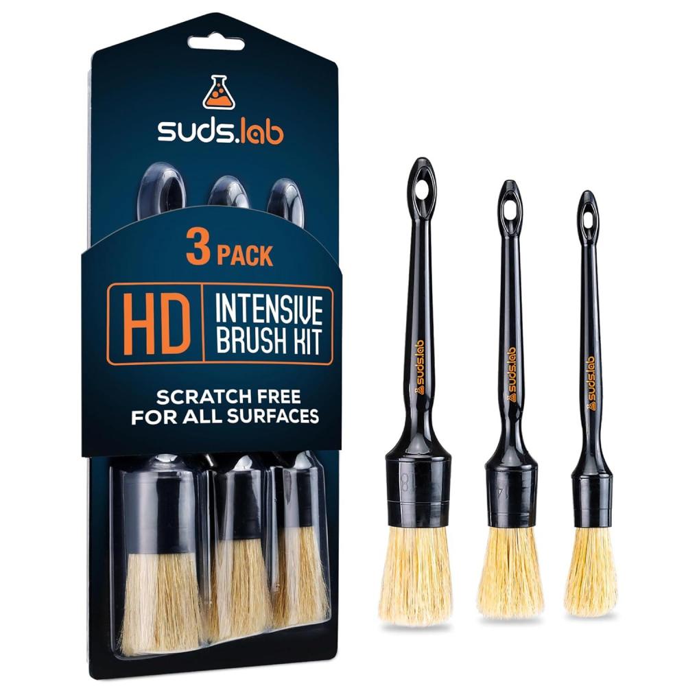 image:imageSuds Lab HD Intensive Brush Kit 3 Pack Premium Boars Hair Brushes Scratch Free Design Fine Detailing Brushes For Personal And Professional Use