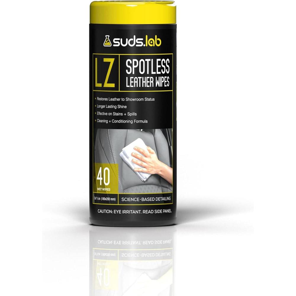 image:imageSuds Lab LZ SpotLess Leather Wipes Clean Condition Protect and Prevent Cracking or Fading of Leather Furniture Car Seats Shoes 40 count