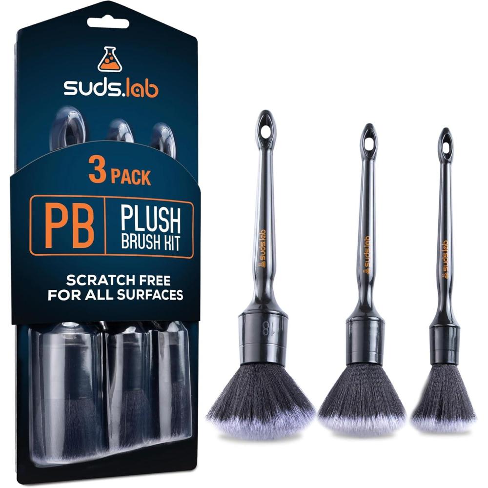 image:imageSuds Lab PB Plush Brush Kit 3 Pack UltraSoft Synthetic Bristle Brushes Scratch Free Design Fine Detailing Brushes for Personal and Professional Use