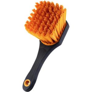 SudsLab HT Wheel and Tire Brush – Rim Cleaner Wheel Brush for Cleaning Car, Truck, Auto, Motorcycle, Detailing Tools, Curved Shape, Black, 8.5 Inch x 3 Inch x 3 Inch(Rubberized Handle)