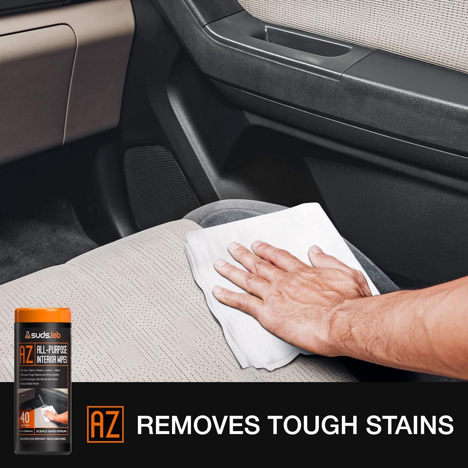 image:imageSuds Lab AZ AllPurpose Vehicle Wipes Car Cleaning and Leather Wipes Interior Cleaner for Cars Truck and Motorcycle NonGreasy Finish 40 count