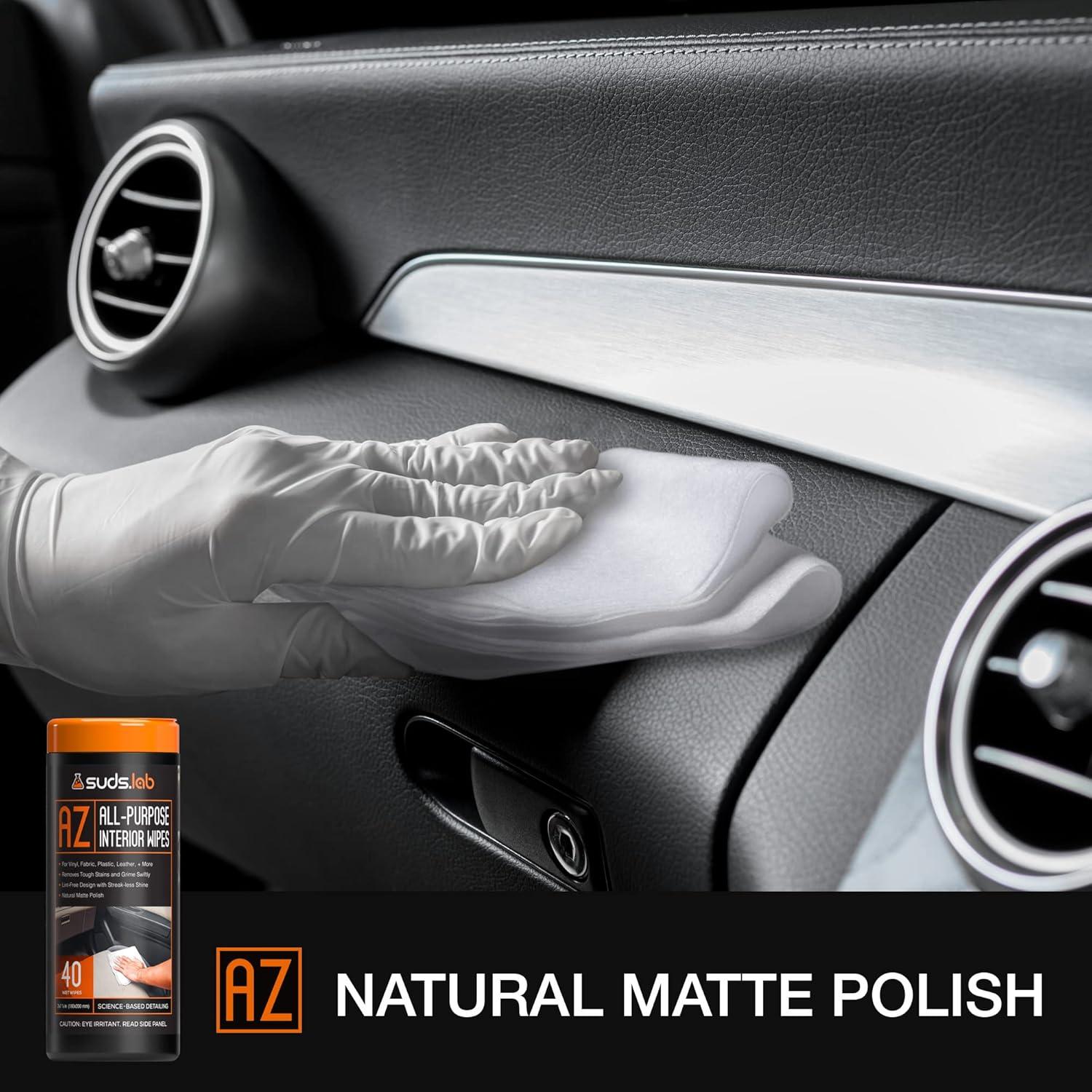 image:imageSuds Lab AZ AllPurpose Vehicle Wipes Car Cleaning and Leather Wipes Interior Cleaner for Cars Truck and Motorcycle NonGreasy Finish 40 count