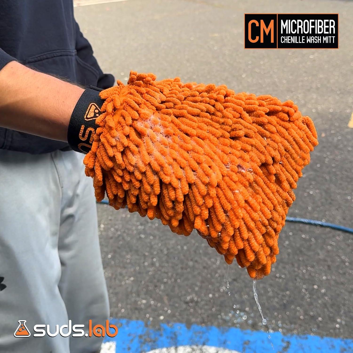 image:imageSuds Lab CM Chenille Microfiber Wash MItt Double Sided Car Wash Mitt Scratch Free On All Vehicle Surfaces 8 x 10