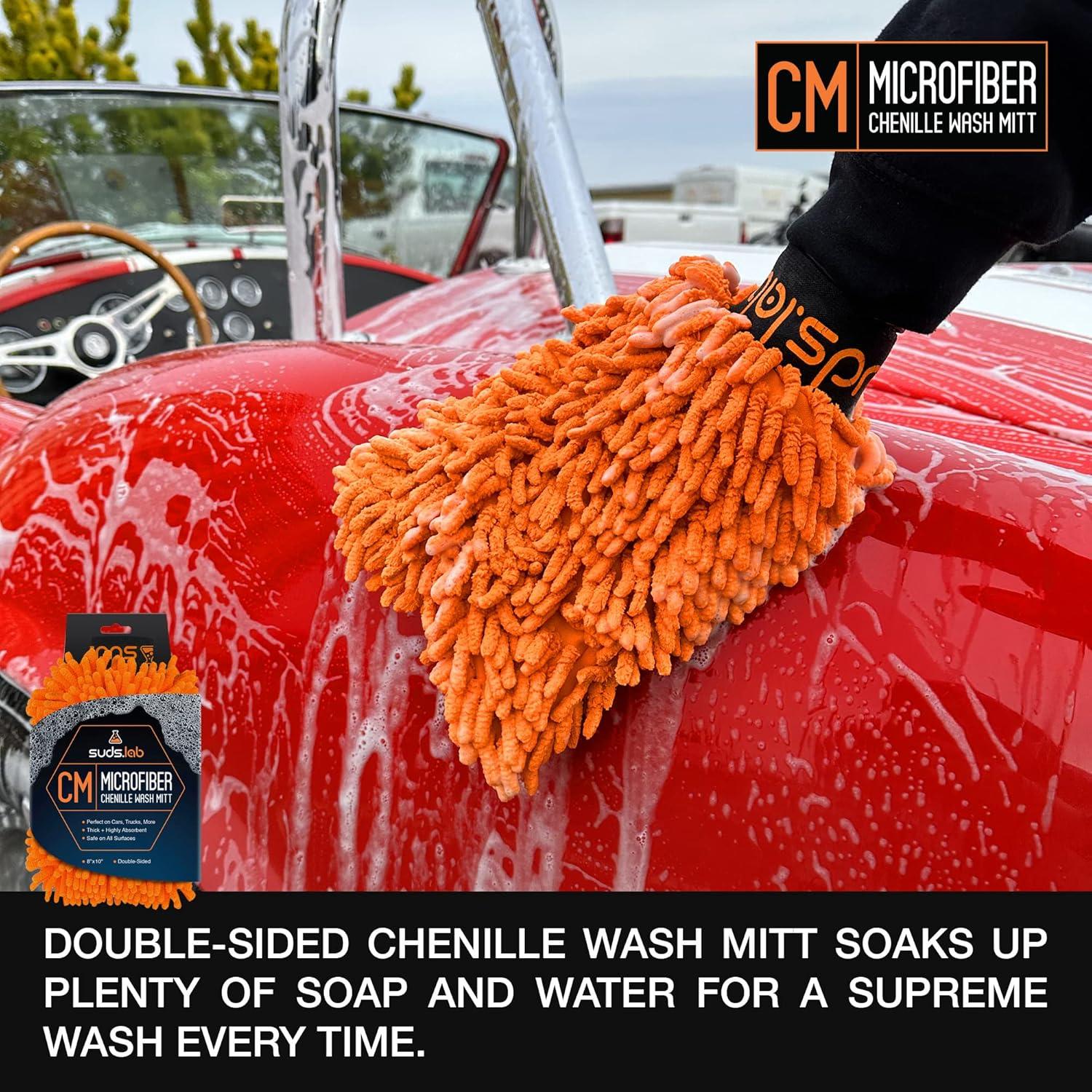 image:imageSuds Lab CM Chenille Microfiber Wash MItt Double Sided Car Wash Mitt Scratch Free On All Vehicle Surfaces 8 x 10