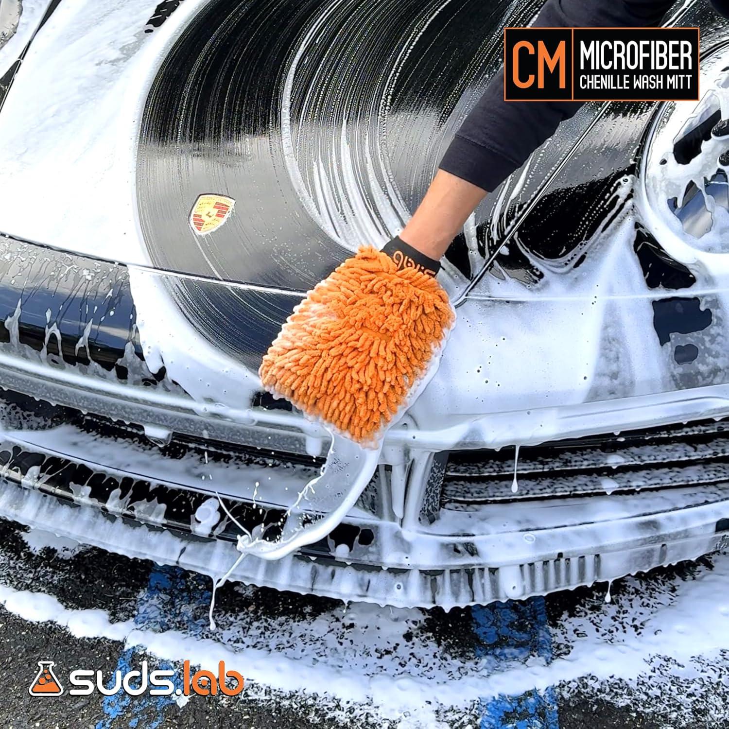 image:imageSuds Lab CM Chenille Microfiber Wash MItt Double Sided Car Wash Mitt Scratch Free On All Vehicle Surfaces 8 x 10