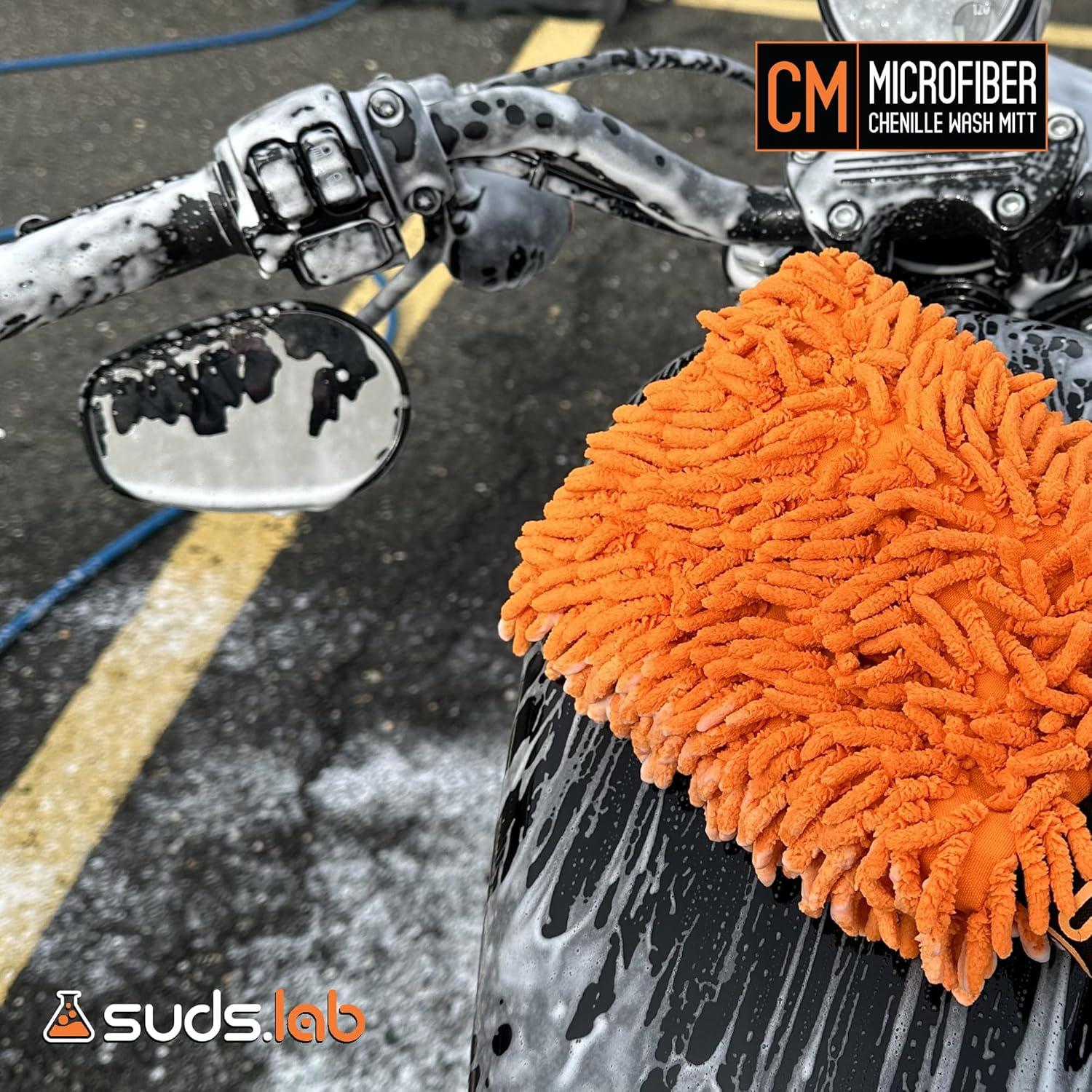 image:imageSuds Lab CM Chenille Microfiber Wash MItt Double Sided Car Wash Mitt Scratch Free On All Vehicle Surfaces 8 x 10