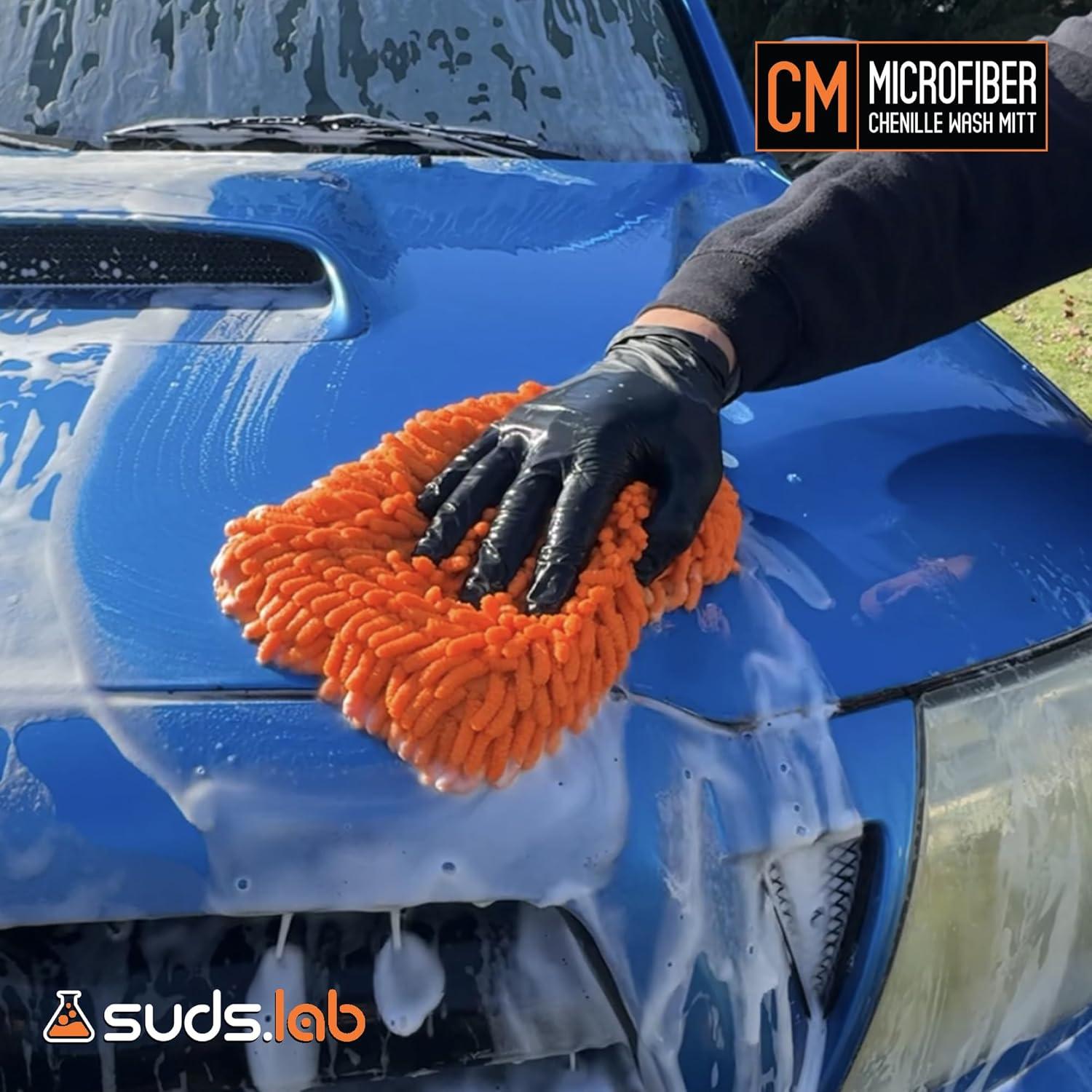 image:imageSuds Lab CM Chenille Microfiber Wash MItt Double Sided Car Wash Mitt Scratch Free On All Vehicle Surfaces 8 x 10