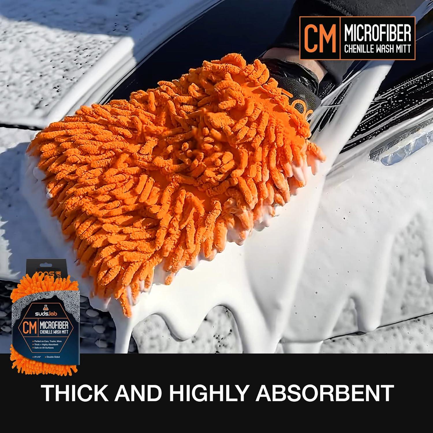 image:imageSuds Lab CM Chenille Microfiber Wash MItt Double Sided Car Wash Mitt Scratch Free On All Vehicle Surfaces 8 x 10