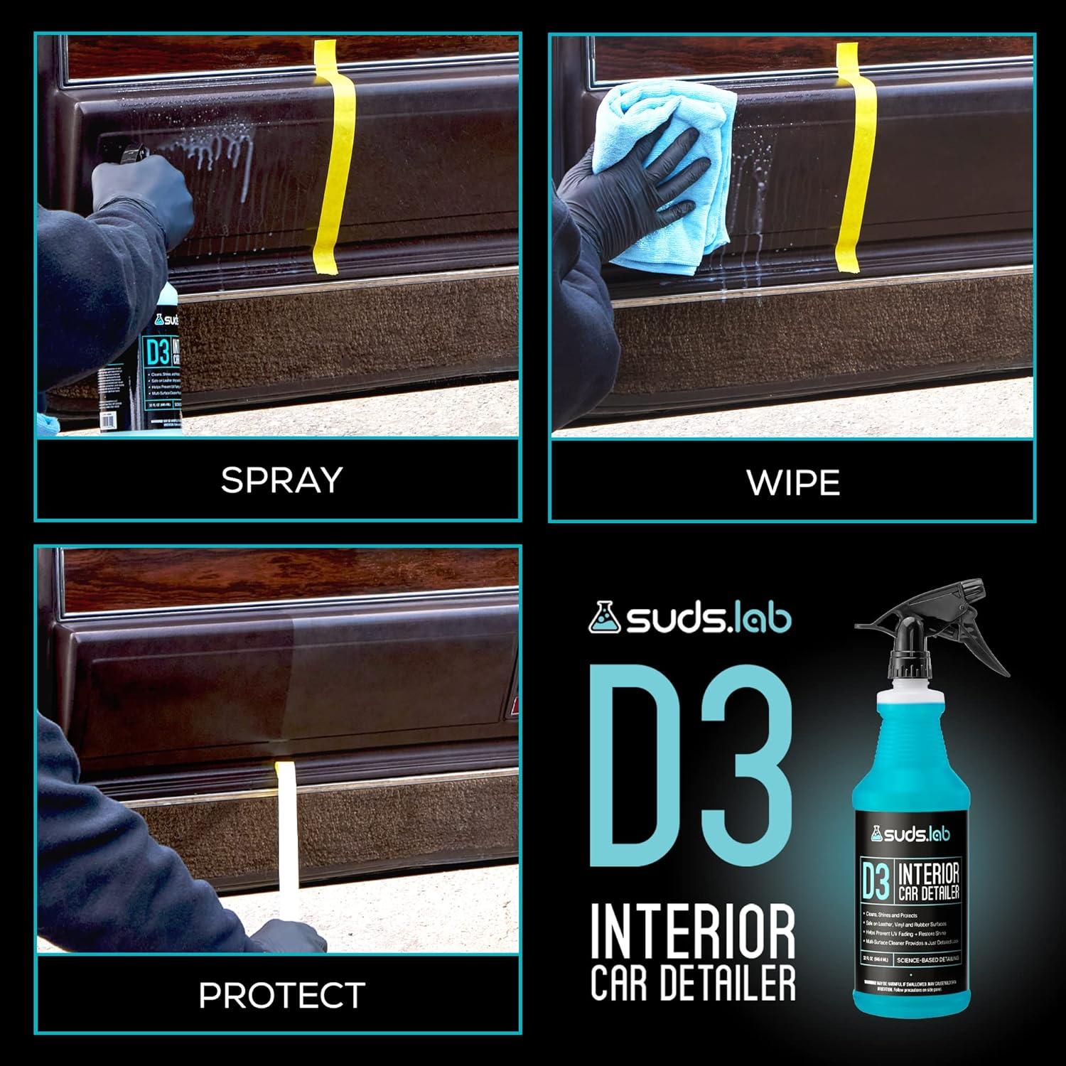 image:imageSuds Lab D3 Interior Car Detailer Auto Detailing Spray that Cleans Restores Shine and Protects Interior Surfaces 32 oz32 Fl Oz Pack of 1