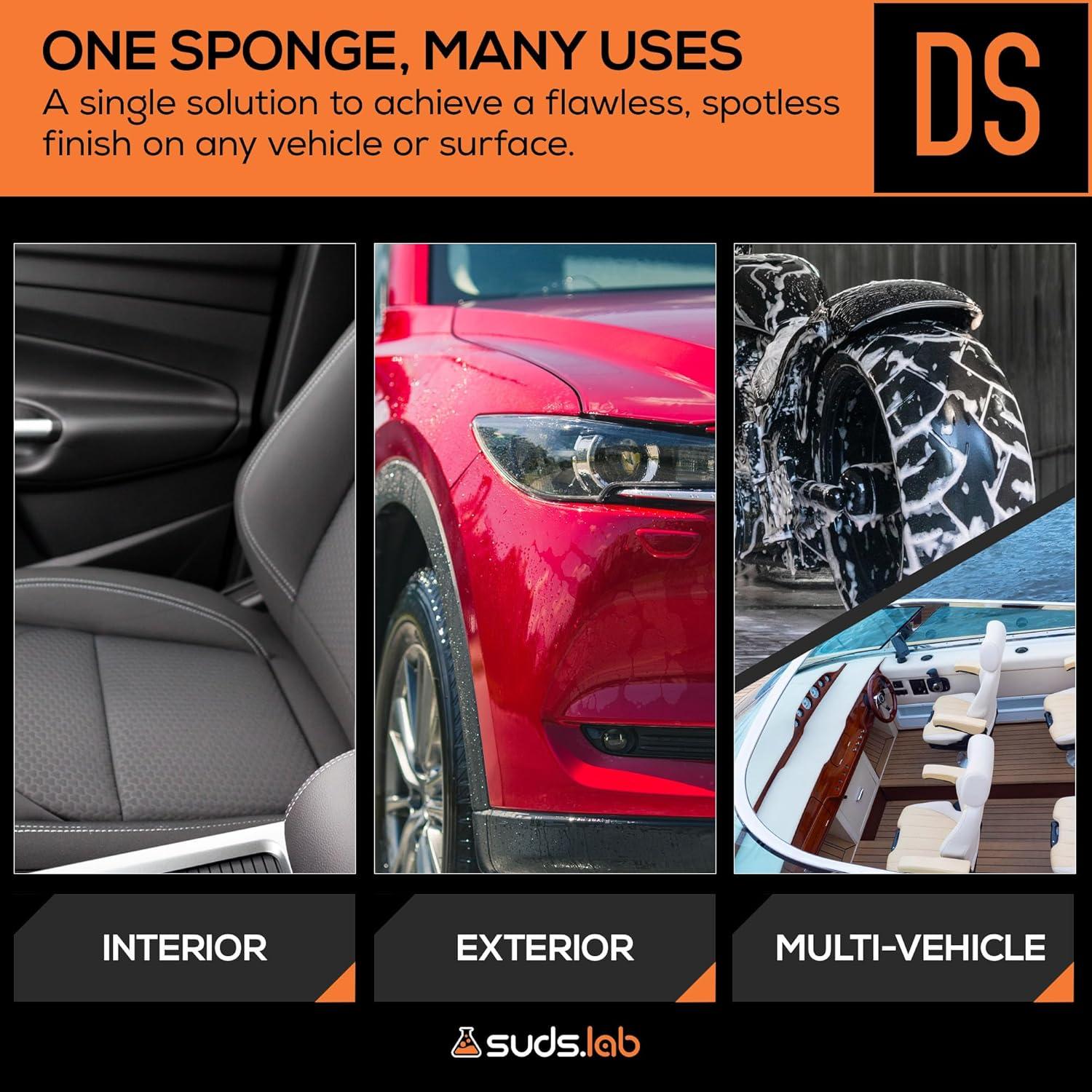 image:imageSuds Lab DS Detailing Scrub Sponge Microfiber Scrub Pad for Car Detailing Two Textures for Polishing amp Scrubbing Durable amp Absorbent MultiSurface Use Washable amp Reusable 6 Pack OrangeSet of 3