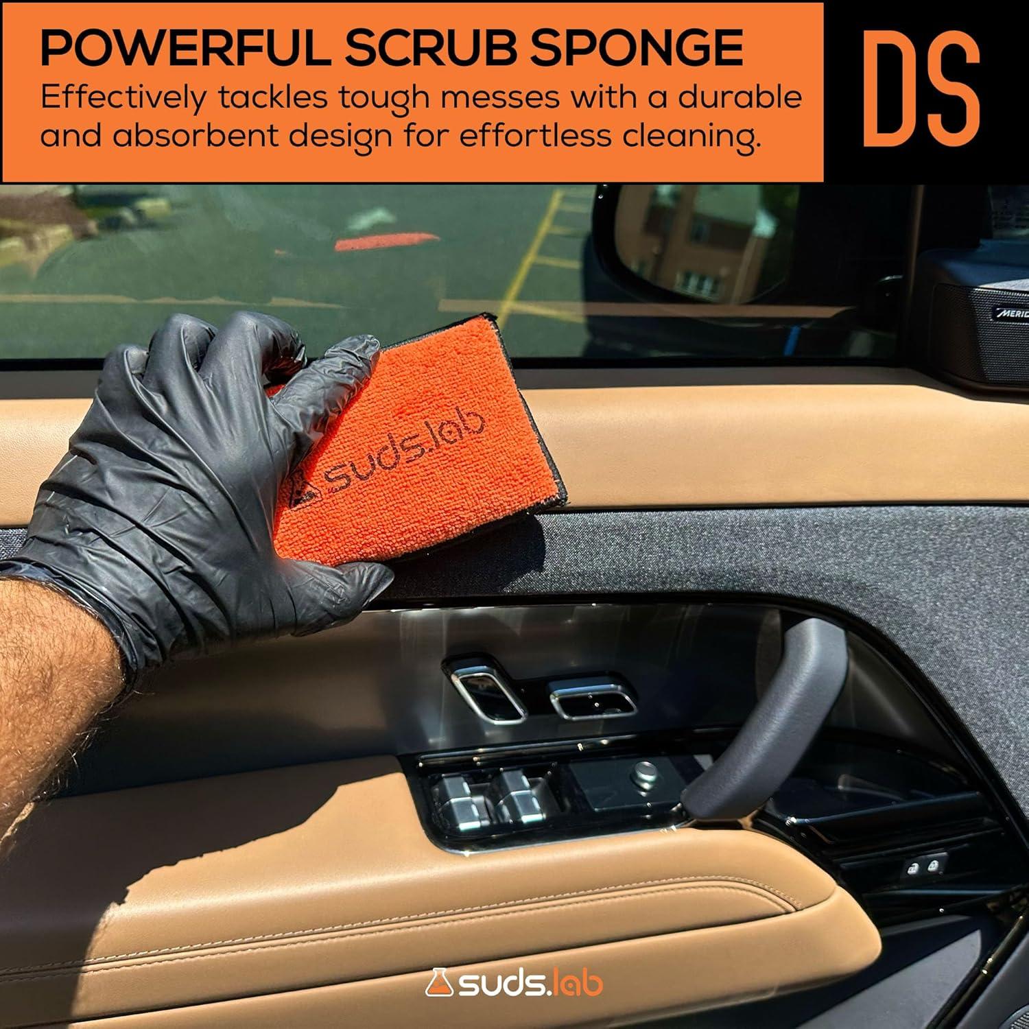 image:imageSuds Lab DS Detailing Scrub Sponge Microfiber Scrub Pad for Car Detailing Two Textures for Polishing amp Scrubbing Durable amp Absorbent MultiSurface Use Washable amp Reusable 6 Pack OrangeSet of 6