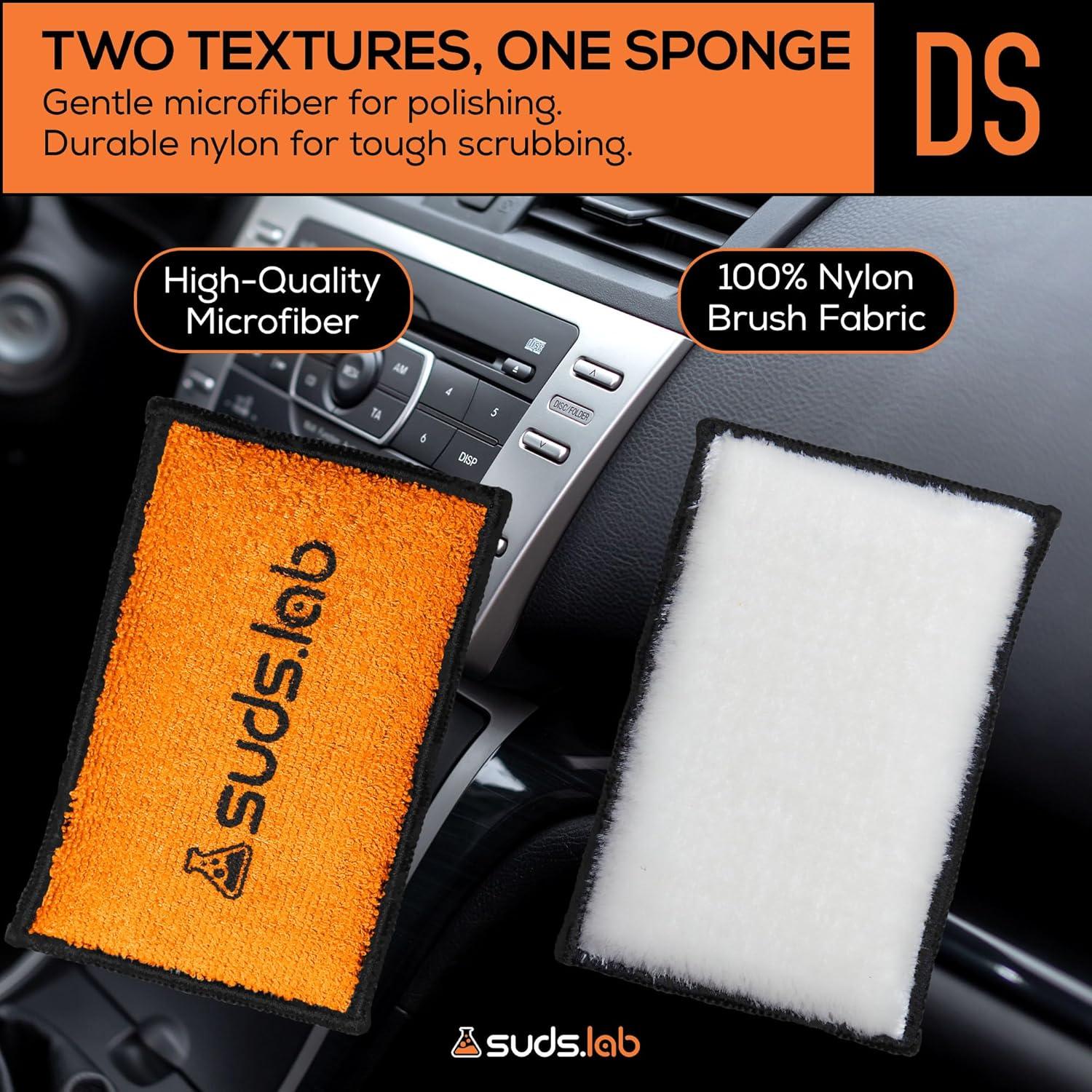 image:imageSuds Lab DS Detailing Scrub Sponge Microfiber Scrub Pad for Car Detailing Two Textures for Polishing amp Scrubbing Durable amp Absorbent MultiSurface Use Washable amp Reusable 6 Pack OrangeSet of 2