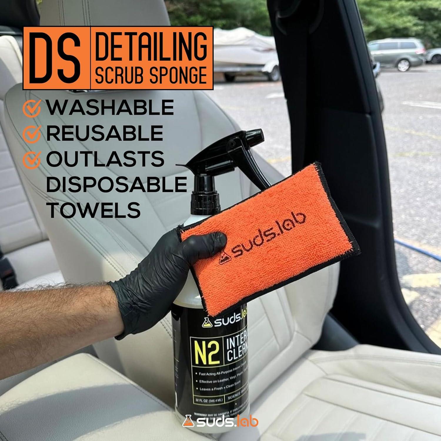 image:imageSuds Lab DS Detailing Scrub Sponge Microfiber Scrub Pad for Car Detailing Two Textures for Polishing amp Scrubbing Durable amp Absorbent MultiSurface Use Washable amp Reusable 6 Pack OrangeSet of 6