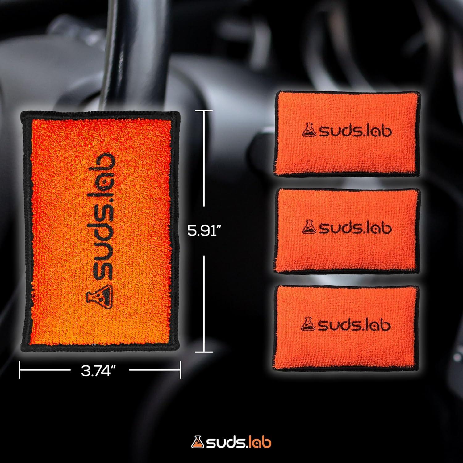 image:imageSuds Lab DS Detailing Scrub Sponge Microfiber Scrub Pad for Car Detailing Two Textures for Polishing amp Scrubbing Durable amp Absorbent MultiSurface Use Washable amp Reusable 6 Pack OrangeSet of 2