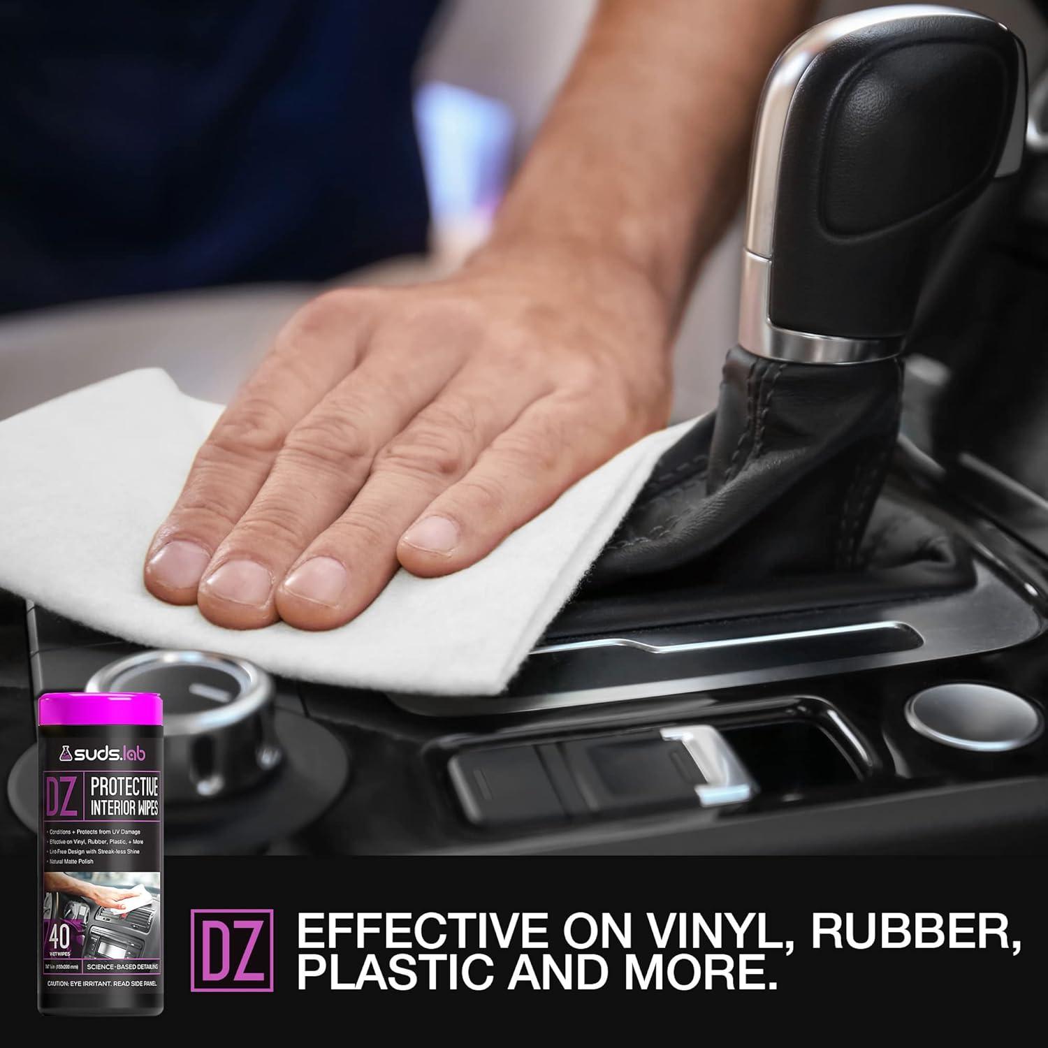 image:imageSuds Lab DZ Protective Interior Wipes Interior Shield Car Protectant Wipes Clean and Protect Automotive Surfaces from UV Damage Fading and Dust Buildup Natural Matte Polish 40 count