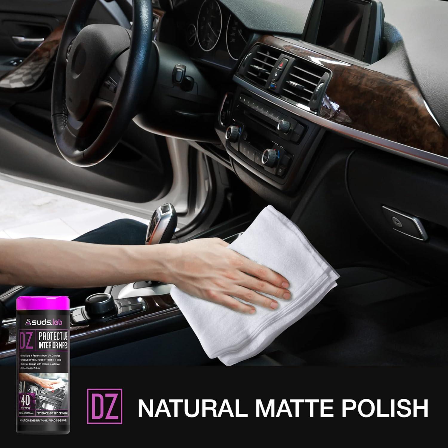 image:imageSuds Lab DZ Protective Interior Wipes Interior Shield Car Protectant Wipes Clean and Protect Automotive Surfaces from UV Damage Fading and Dust Buildup Natural Matte Polish 40 count