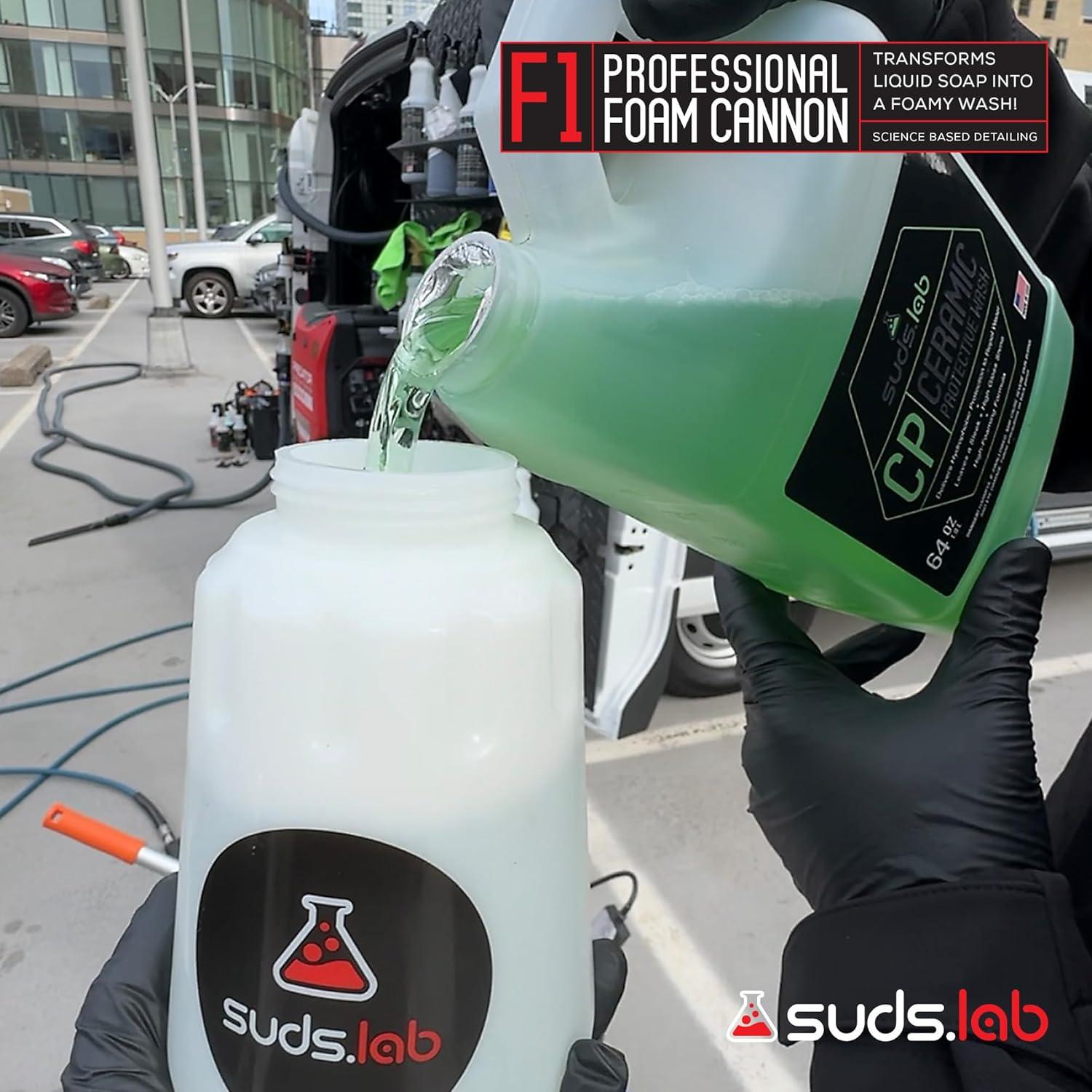 image:imageSuds Lab F1 Professional Foam Cannon with 32 Ounce Canister Adjustable Foam Nozzle Quick Connect for Pressure Washer Perfect for Car Washing