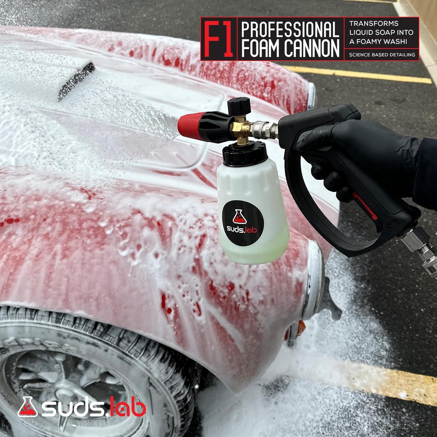 image:imageSuds Lab F1 Professional Foam Cannon with 32 Ounce Canister Adjustable Foam Nozzle Quick Connect for Pressure Washer Perfect for Car Washing