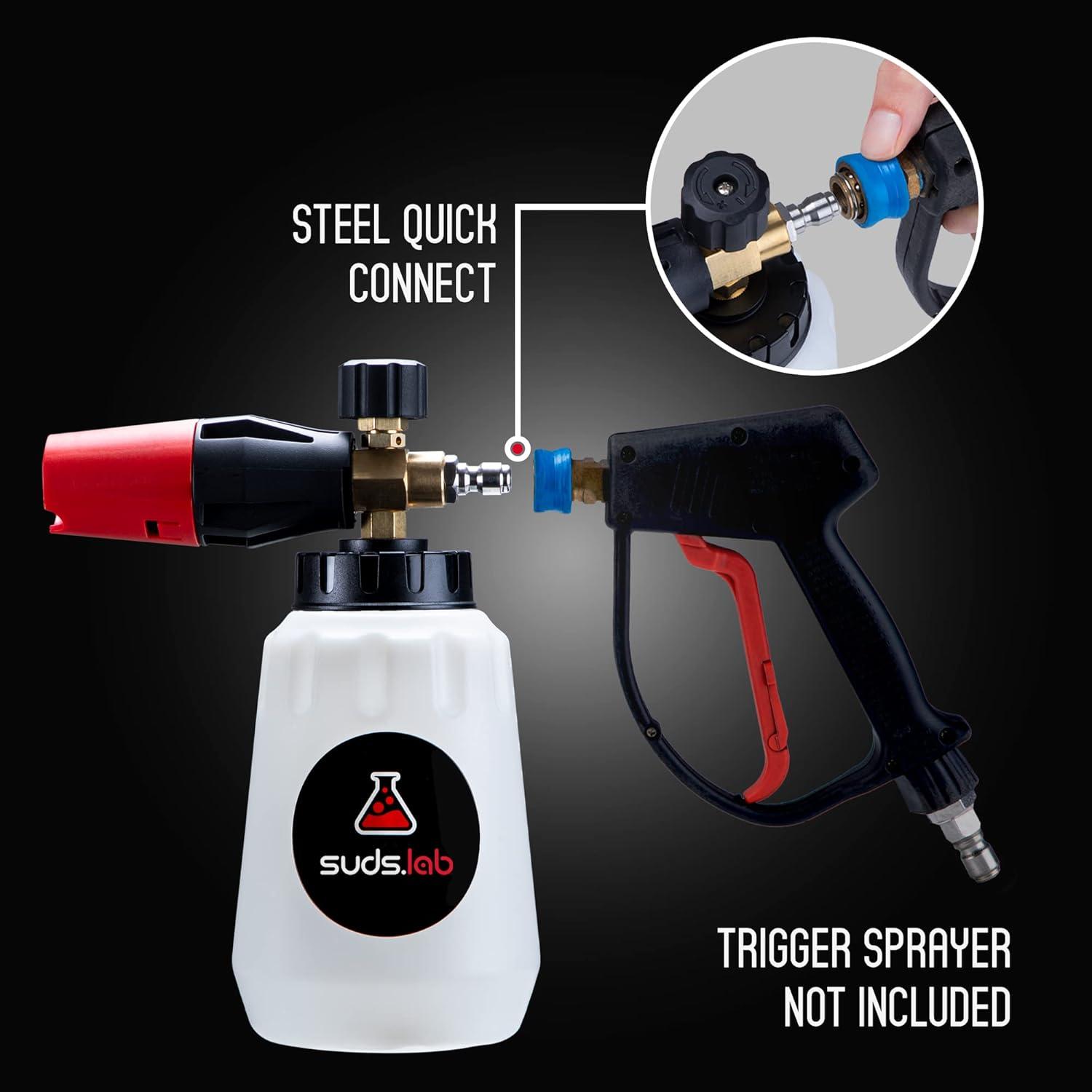 image:imageSuds Lab F1 Professional Foam Cannon with 32 Ounce Canister Adjustable Foam Nozzle Quick Connect for Pressure Washer Perfect for Car Washing