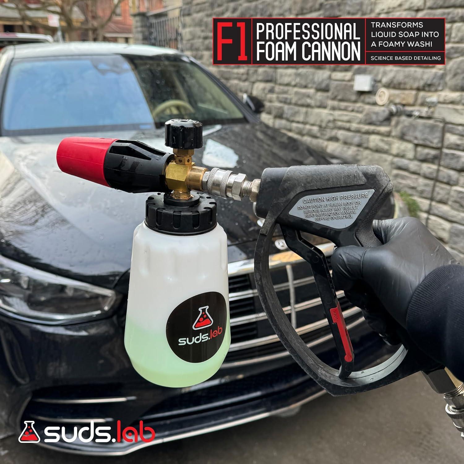 image:imageSuds Lab F1 Professional Foam Cannon with 32 Ounce Canister Adjustable Foam Nozzle Quick Connect for Pressure Washer Perfect for Car Washing