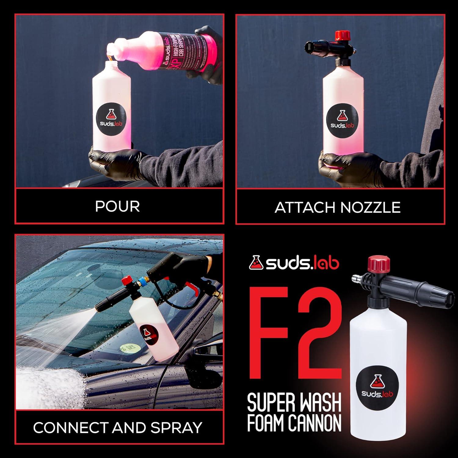 image:imageSuds Lab F2 Super Wash Foam Cannon Adjustable Foam Nozzle Quick Connect to any Pressure Washer Clean Dirt and Dust Home Car Washing