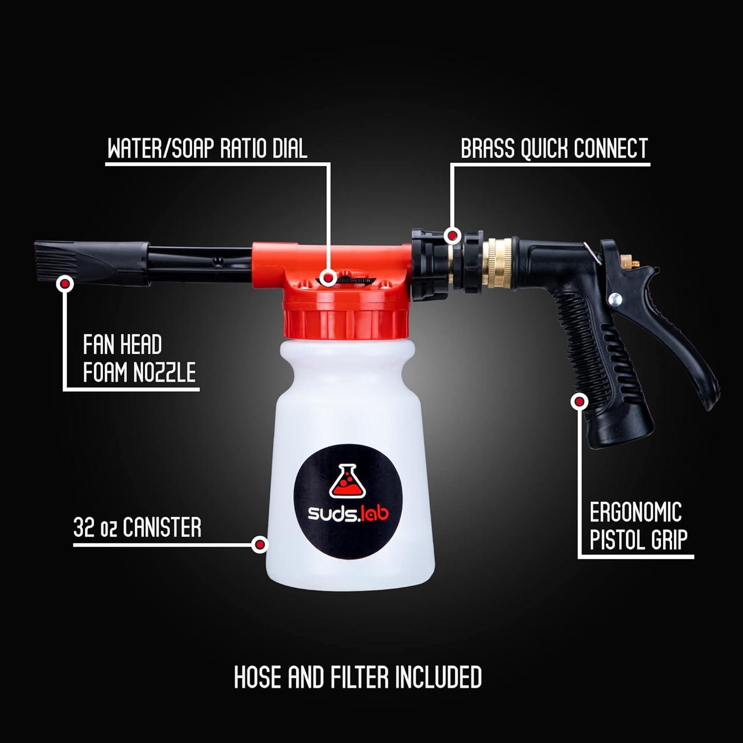 image:imageSuds Lab F3 Car Cleaning Foam Gun Adjustable Foam Nozzle Connect to Any Garden Hose Clean Dirt and Dust Home Car Washing