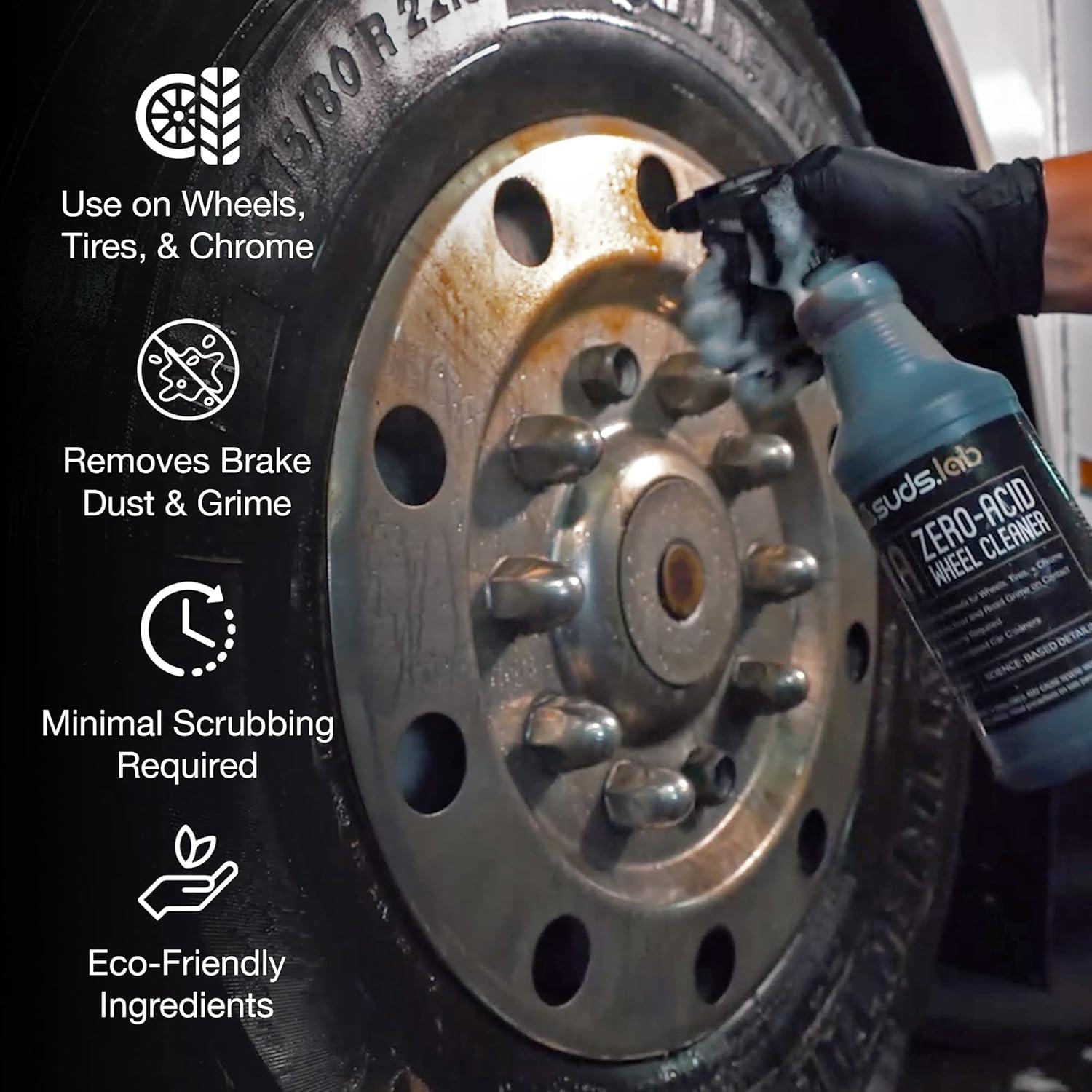 image:imageSuds Lab Full Service Detail Tire Kit with Tire and Rubber Degreaser ZeroAcid Wheel Cleaner and Weatherproof Tire and Trim Protectant