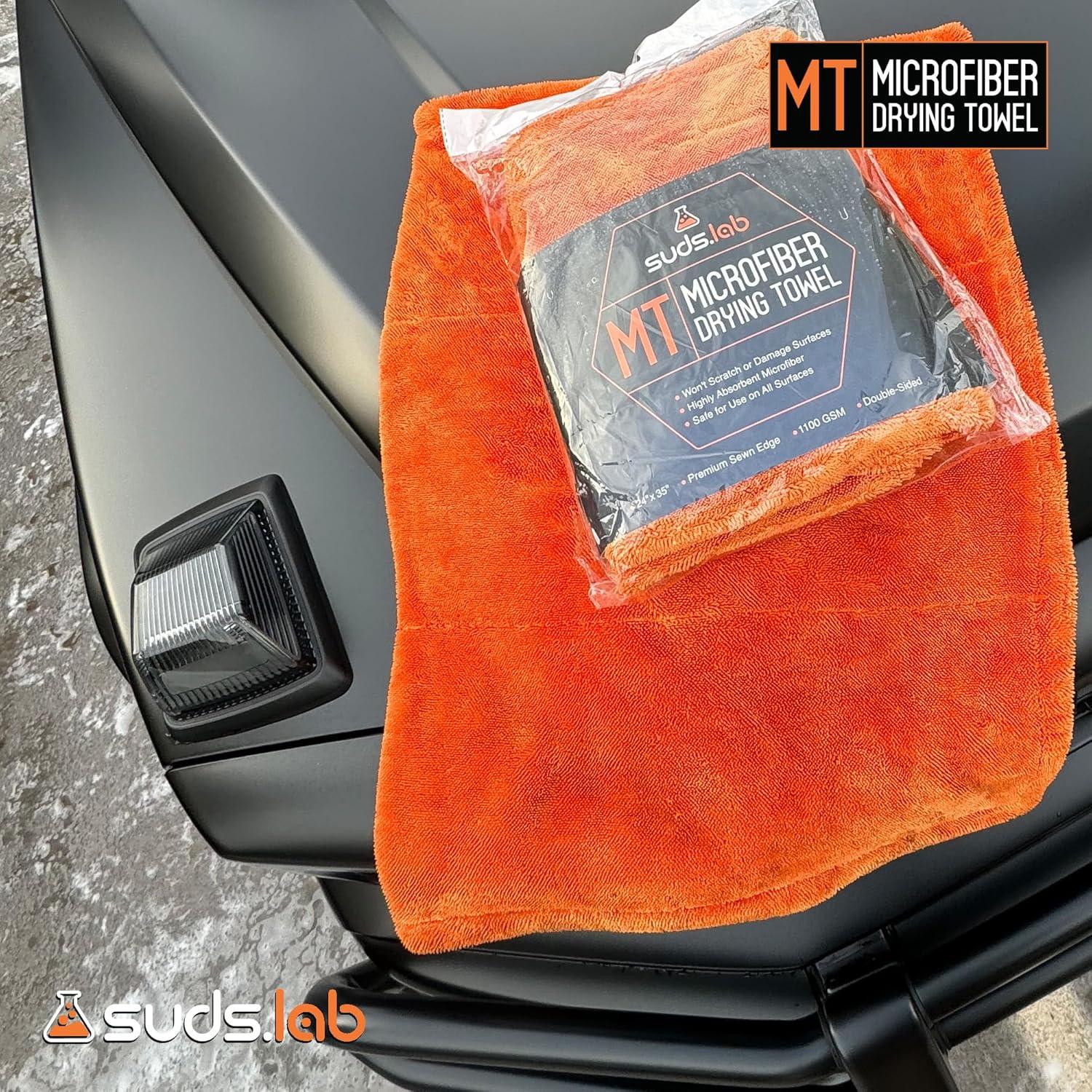 image:imageSuds Lab Large Microfiber Drying Towel 24 in x 35 in Car Exterior Cleaning and Detailing Cloth Safe On Plastic Trim Glass Carbon Fiber Paint1 Pack