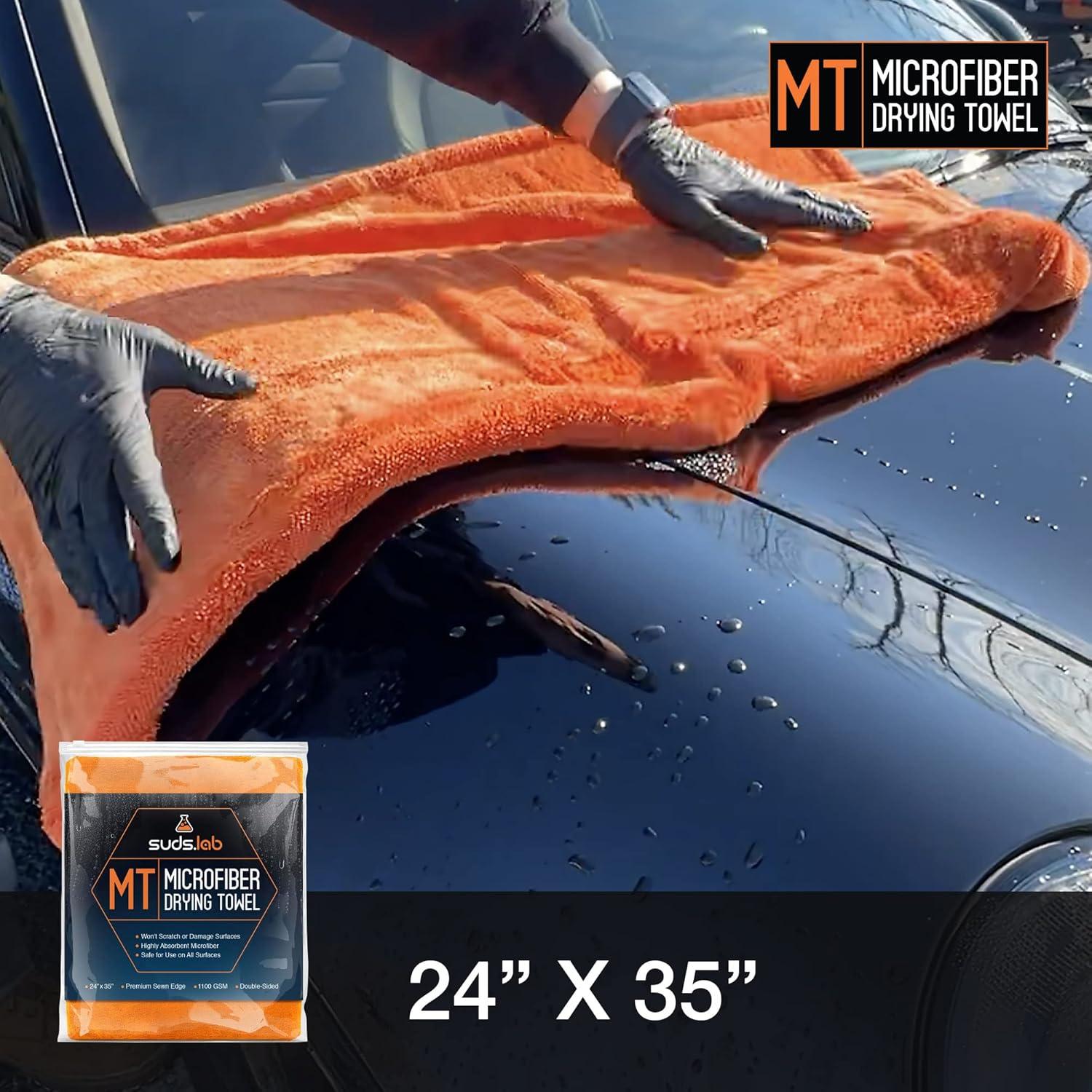 image:imageSuds Lab Large Microfiber Drying Towel 24 in x 35 in Car Exterior Cleaning and Detailing Cloth Safe On Plastic Trim Glass Carbon Fiber Paint1 Pack