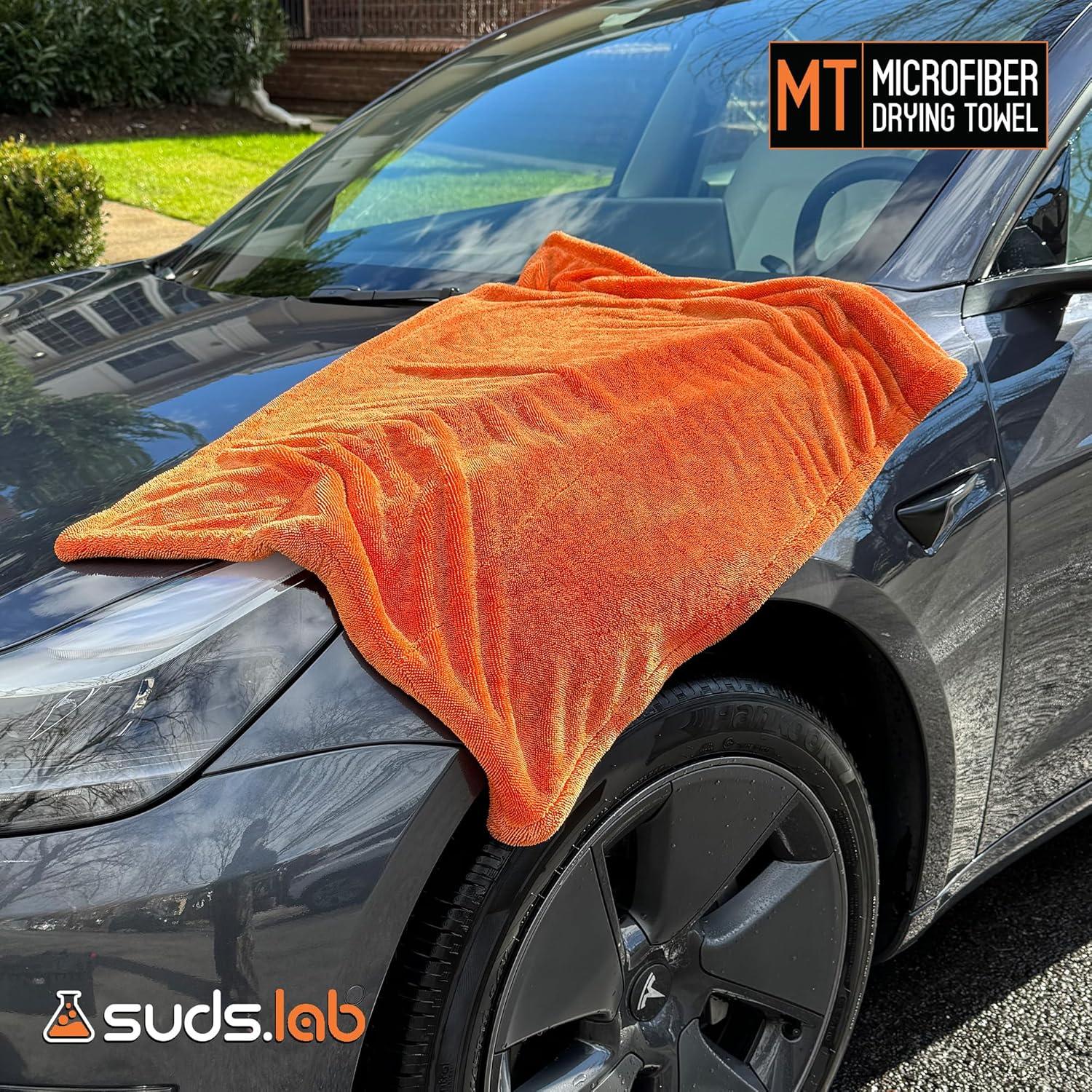image:imageSuds Lab Large Microfiber Drying Towel 24 in x 35 in Car Exterior Cleaning and Detailing Cloth Safe On Plastic Trim Glass Carbon Fiber Paint1 Pack